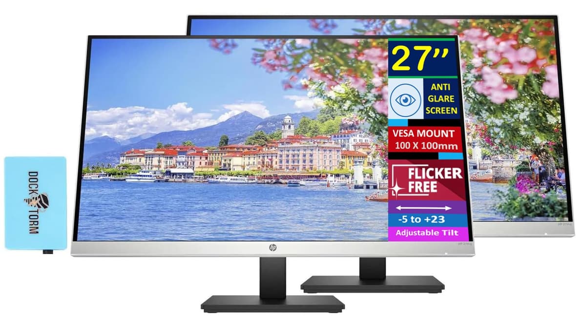 HP 27mq Monitor 27" QHD IPS, antirreflejo, 5ms, VESA 100x100, HDMI y VGA 2 Pack (1F2J9AA#ABA)