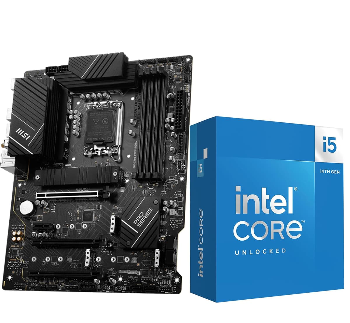 Combo CPU y Placa Madre Inland por Micro Center - Procesador de Escritorio Desbloqueado Core i5-14600K 14 núcleos hasta 5.3 GHz con Placa Madre MSI PRO Z790-P WiFi DDR4 ProSeries 14600KPROZ790PWFD4