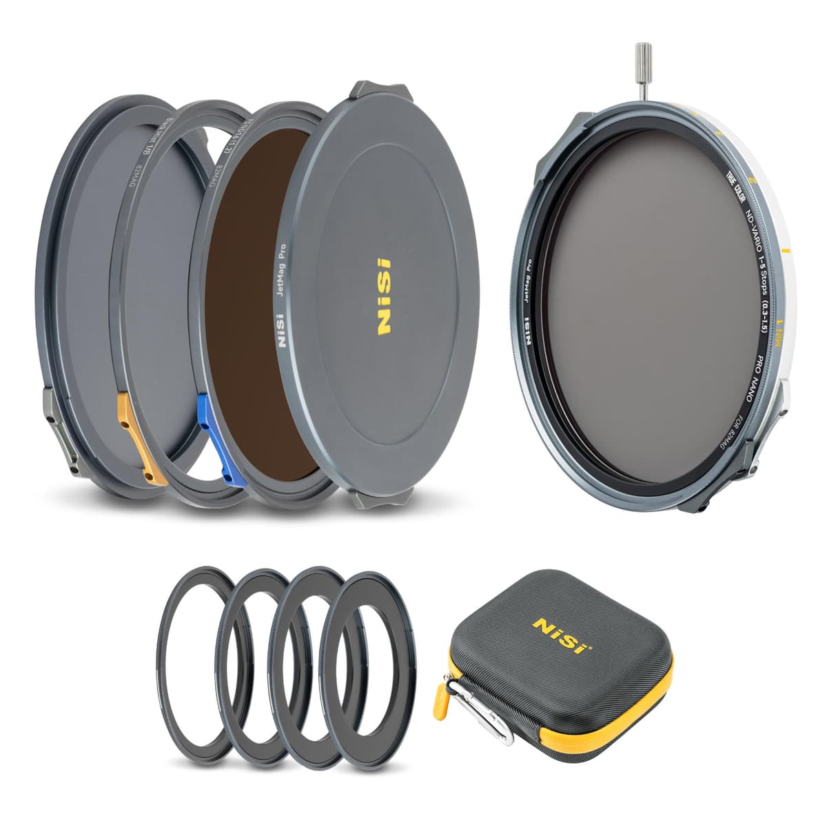 NiSi JetMag Pro VND 1-9 Stops VND Mist Creative 82MAG Kit de Filtros Magnéticos (VND 1-5 Stops Color Verdadero, ND FS 4 Stops, Black Mist 1/8, Adaptadores 67mm/72mm/77mm/82mm, Tapa Frontal, Tapa Trasera, Estuche) N-749455