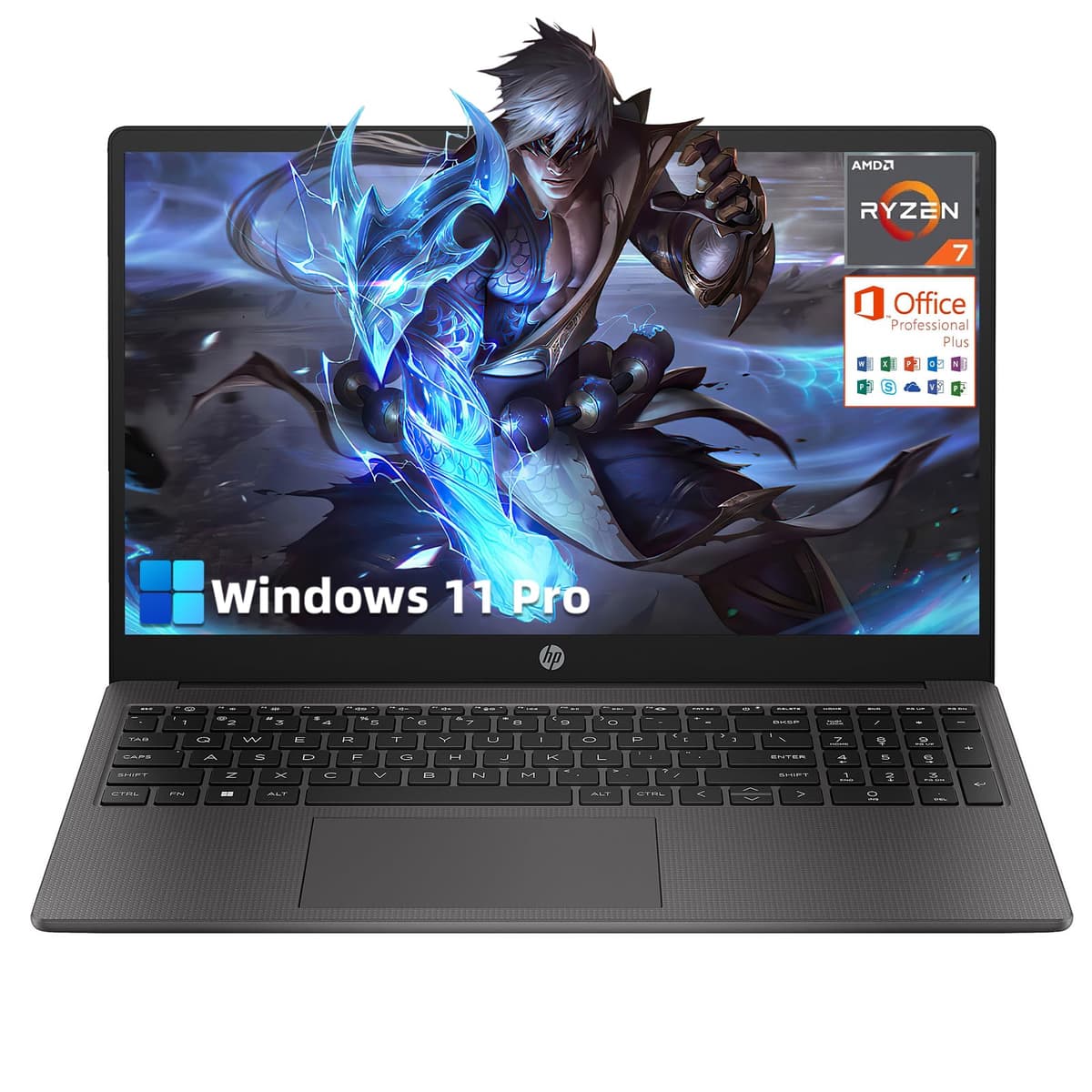 HP 255 G10 15.6" FHD 2024 - Laptop Business con AMD Ryzen 7 7730U, hasta 64GB RAM, 2TB SSD, Windows 11 Pro