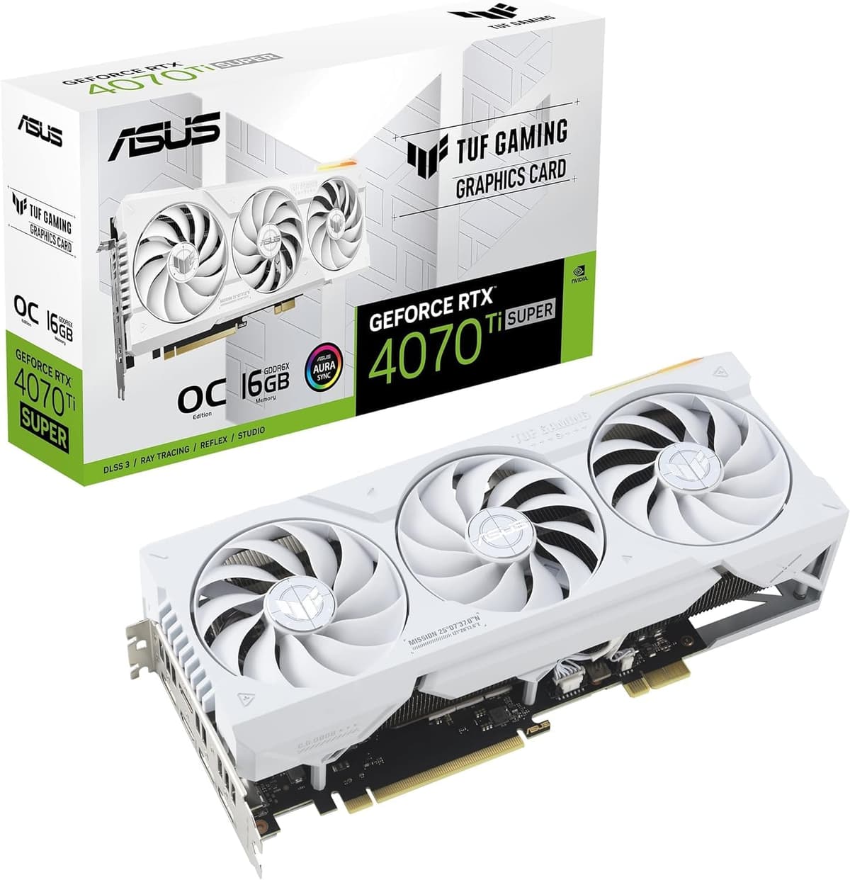 ASUS TUF Gaming GeForce RTX 4070 Ti Super BTF White OC Edition Tarjeta de Video para Juegos (PCIe 4.0, 16 GB GDDR6X, Exclusiva para Placas Madre ATX BTF) 90YV0KI0-M0NA00