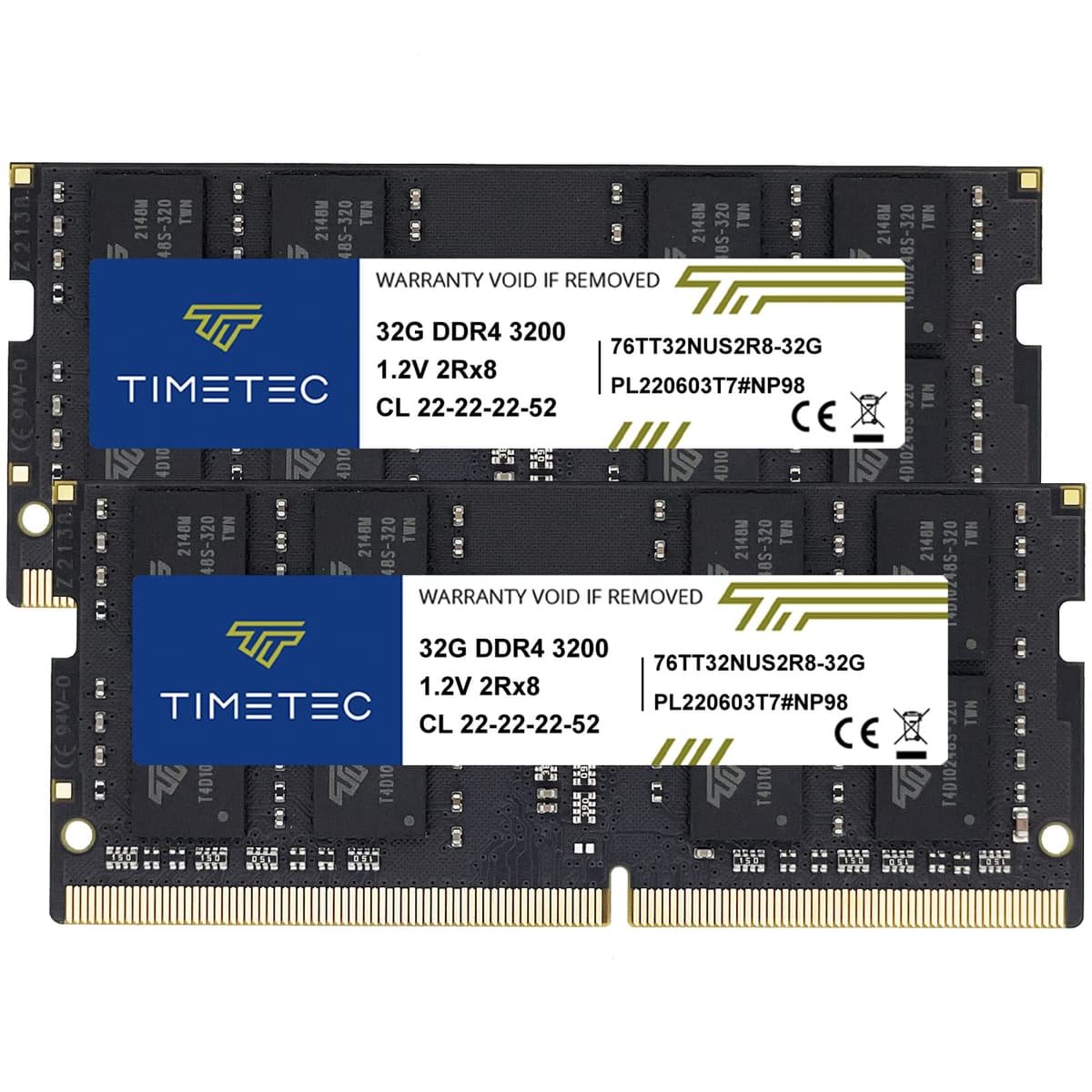 Timetec Kit 64GB (2x32GB) DDR4 3200MHz PC4-25600 No ECC Unbuffered 1.2V CL22 2Rx8 Dual Rank 260 pines SODIMM Compatible con AMD y Intel Memoria RAM para Laptop/Notebook/PC Gaming 76