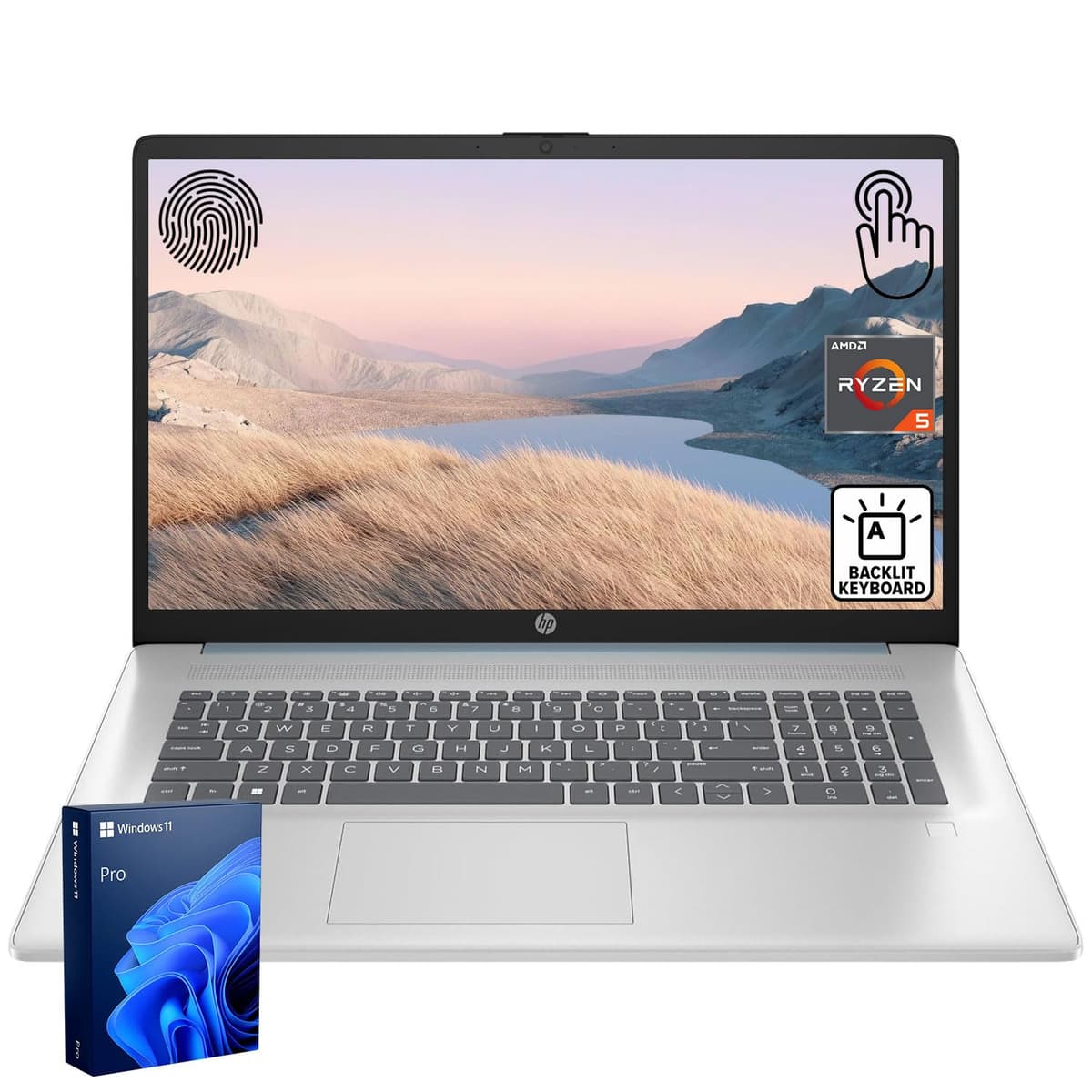 HP 17.3" LED Touchscreen para Negocios y Hogar, AMD Ryzen 5 7430U, 32GB RAM, SSD PCIe 1TB, Lector de Huellas, Teclado Retroiluminado, Cámara HD, HDMI, Wi-Fi 6, Windows 11 Pro, Azul 17-cp3602nr