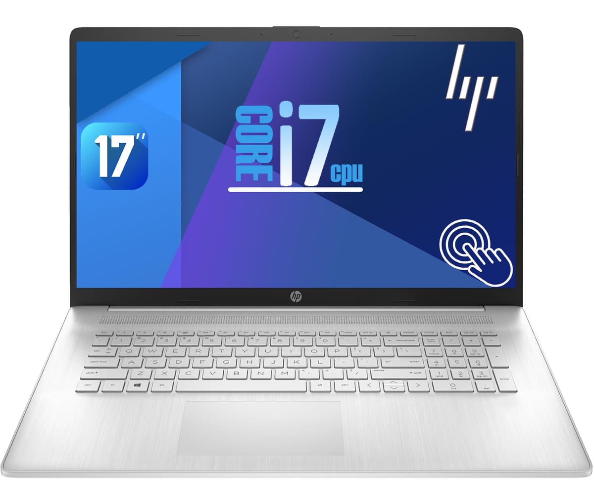 HP Laptop táctil de 17 pulgadas, Office 365 para la web de por vida, Intel i7-1355U de 10 núcleos ultra rápido (5 GHz), HDMI, USB-C, para hogar y negocios, plateado (32 GB RAM | 2 TB SSD)