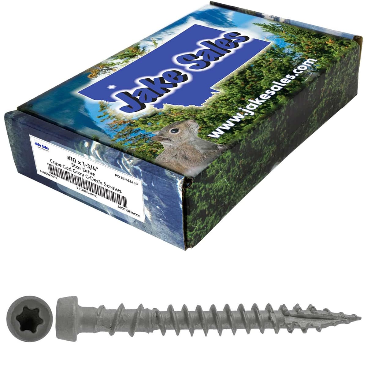 Jake Sales 10 x 1-3/4" Cape COD Gray Composite Decking Screws - 5 Pound Case (~5895 Screws) 10-1-3-4-COMPOSITE-DECKING-CAPE-COD-5-C