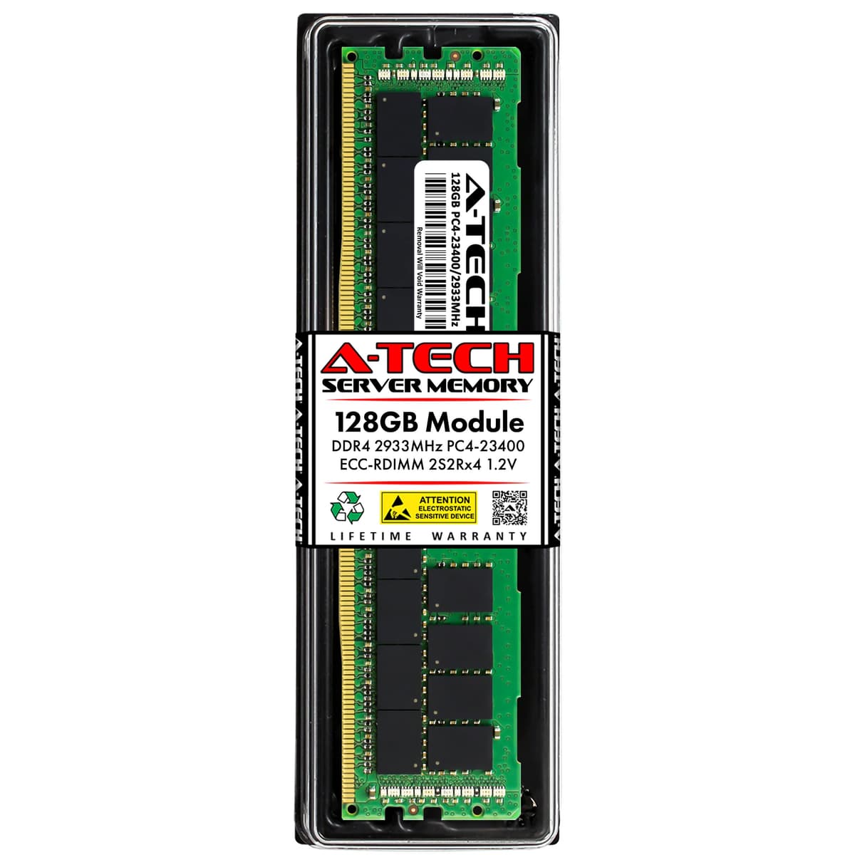 A-Tech 128GB DDR4 2933MHz PC4-23400 ECC RDIMM 4Rx4 (3DS 2S2Rx4) Quad Rank 1.2V ECC Registrado DIMM de 288 pines Módulo de Memoria RAM para Servidor y Estación de Trabajo (Serie Empresarial A-Tech) AT128G1D4D2933RQ43DSN12V