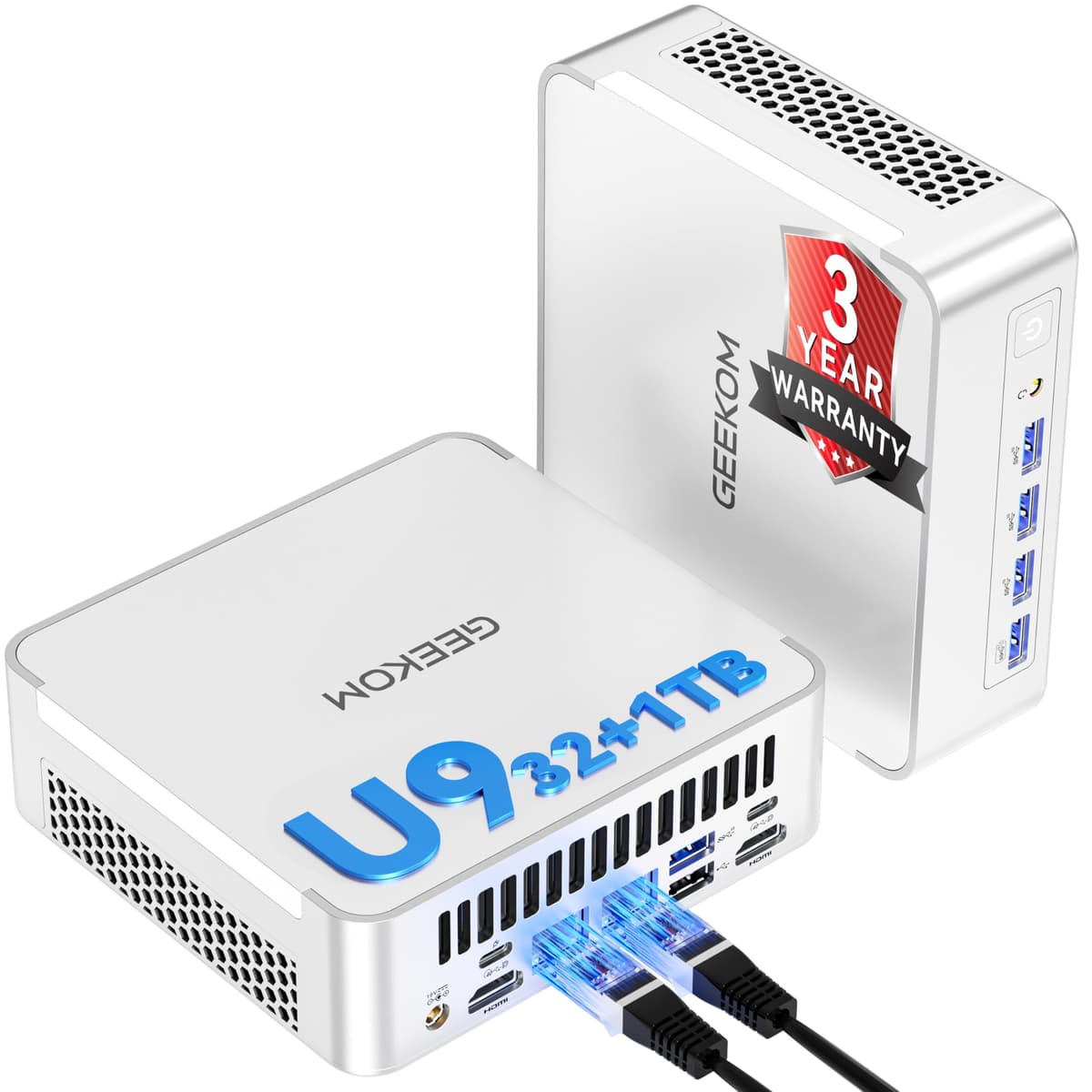 GEEKOM XT1 Mega Mini PC con Intel Ultra 9 185H, 32GB DDR5, 1TB SSD, Win11 Pro y Soporte 3 Años