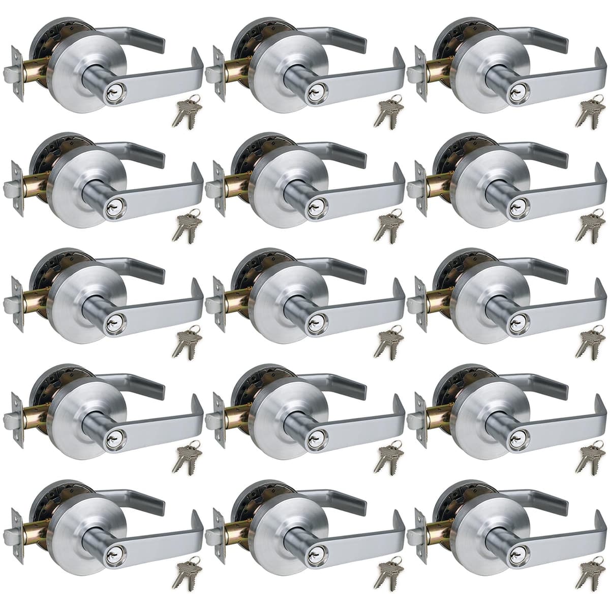 NEWBANG HARDWARE Manija de Almacén (Storeroom) Comercial con Satin Chrome 26D, GRD2-74ST-15P