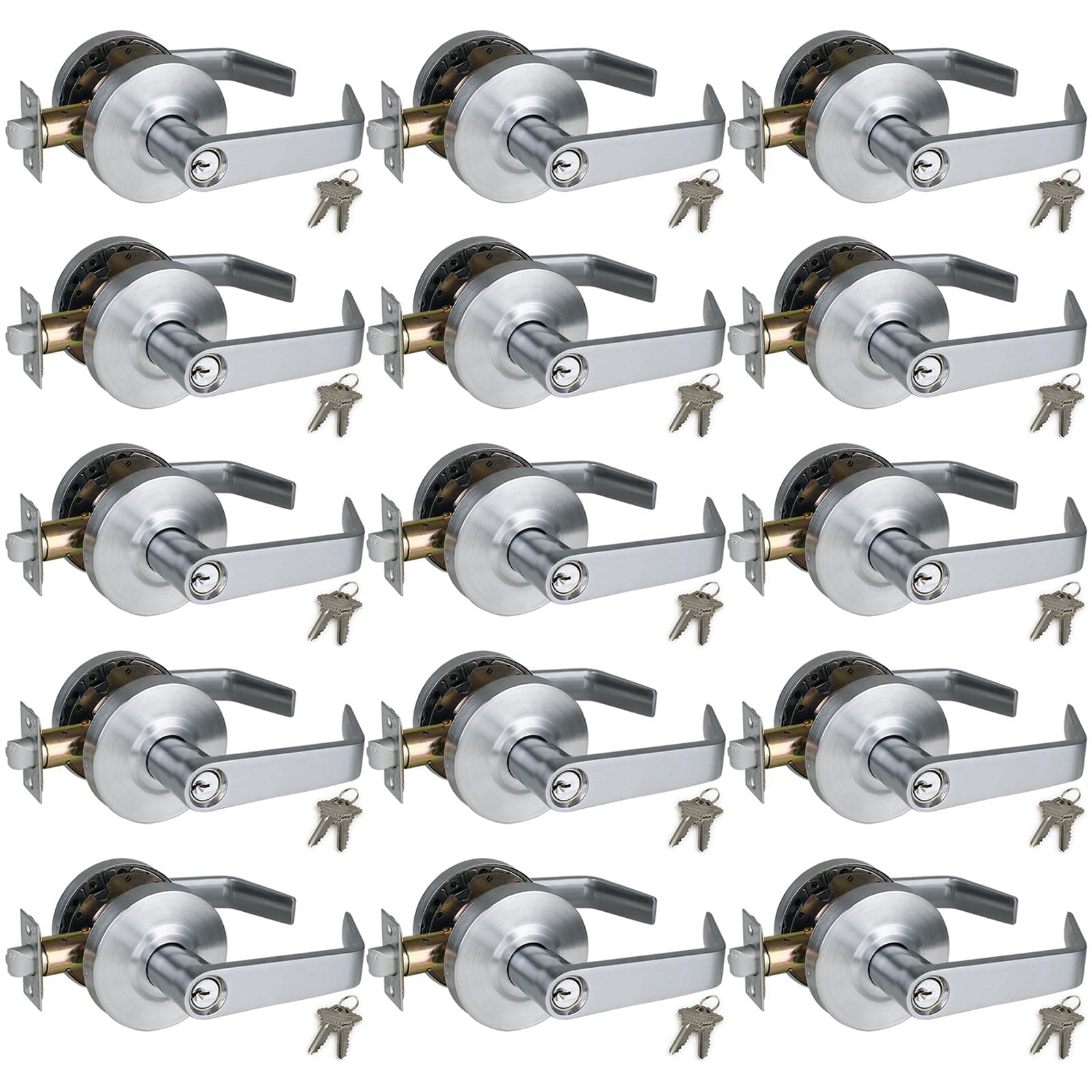 NEWBANG HARDWARE Manija de Almacén (Storeroom) Comercial con Satin Chrome 26D, GRD2-74ST-15P
