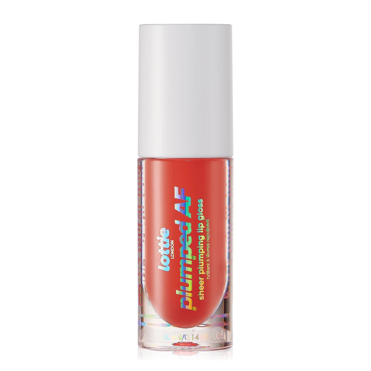 Lottie London Plumped AF in Peach Please - Brillo labial efecto volumen con esferas de relleno de ácido hialurónico LGP002