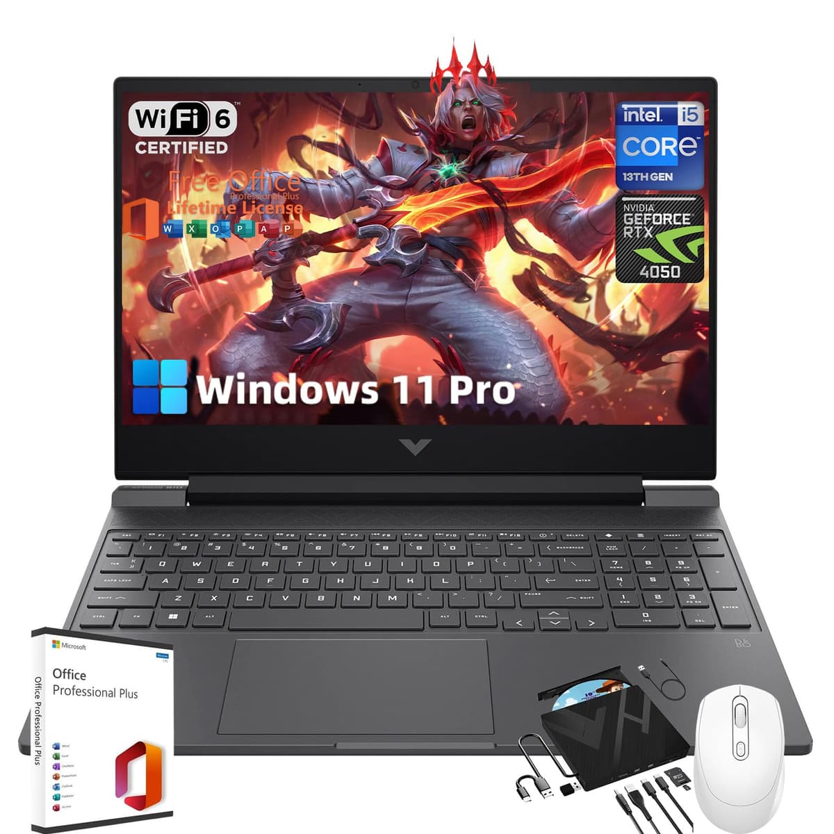 HP Victus 15.6" FHD 144Hz i5-13420H RTX 4050 64GB RAM 2TB SSD Windows 11 Pro con Office Lifetime HP Victus Gaming Laptop