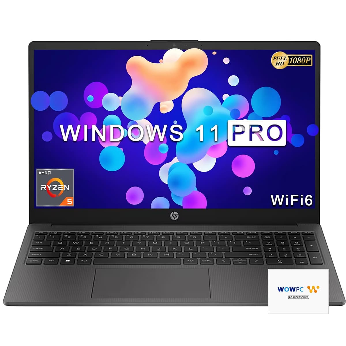 HP 255 G10 Notebook Empresarial, 32 GB RAM, 512 GB SSD PCIe, Procesador AMD Ryzen 5 7530U (Mejor que i7-1355U), Pantalla LED FHD de 15.6", WiFi 6, Teclado a Prueba de Derrames, Windows 11 Pro, USB de Recuperación WOWPC