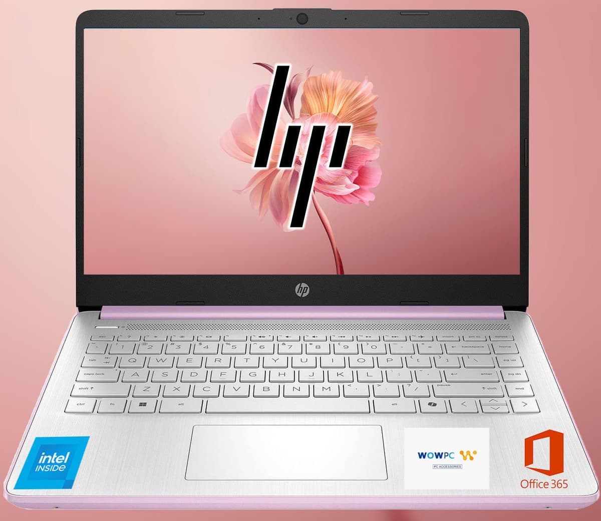 HP 14 Ultrabook, CPU Intel, 32GB RAM, 1, 6TB de almacenamiento (128GB integrado con unidad portátil de 512GB + 1TB en OneDrive), hasta 12 h de batería, Windows 11 Home, Honey Lavender, con paquete 3 en 1 WOWPC