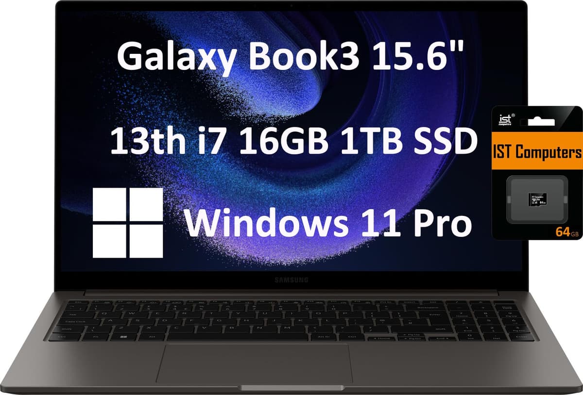 SAMSUNG Galaxy Book3 Laptop Empresarial 15,6" FHD, Intel 13ª Gen i7-1355U de 10 núcleos, 16 GB RAM, 1 TB SSD PCIe, Batería de 12 horas, Wi-Fi 6E, Webcam, NP754XFG, Windows 11 Pro