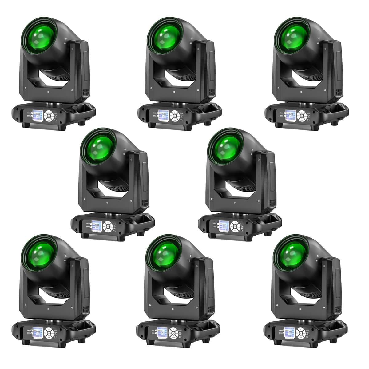 GdjRttk 200W LED Moving Head Light, Beam Spotlight 10 Colores 14 GOBOs 18 Prismas DJ Light con Efecto Arcoíris/Medio Color, DMX512 Sound-Active (8 Pack) 02367