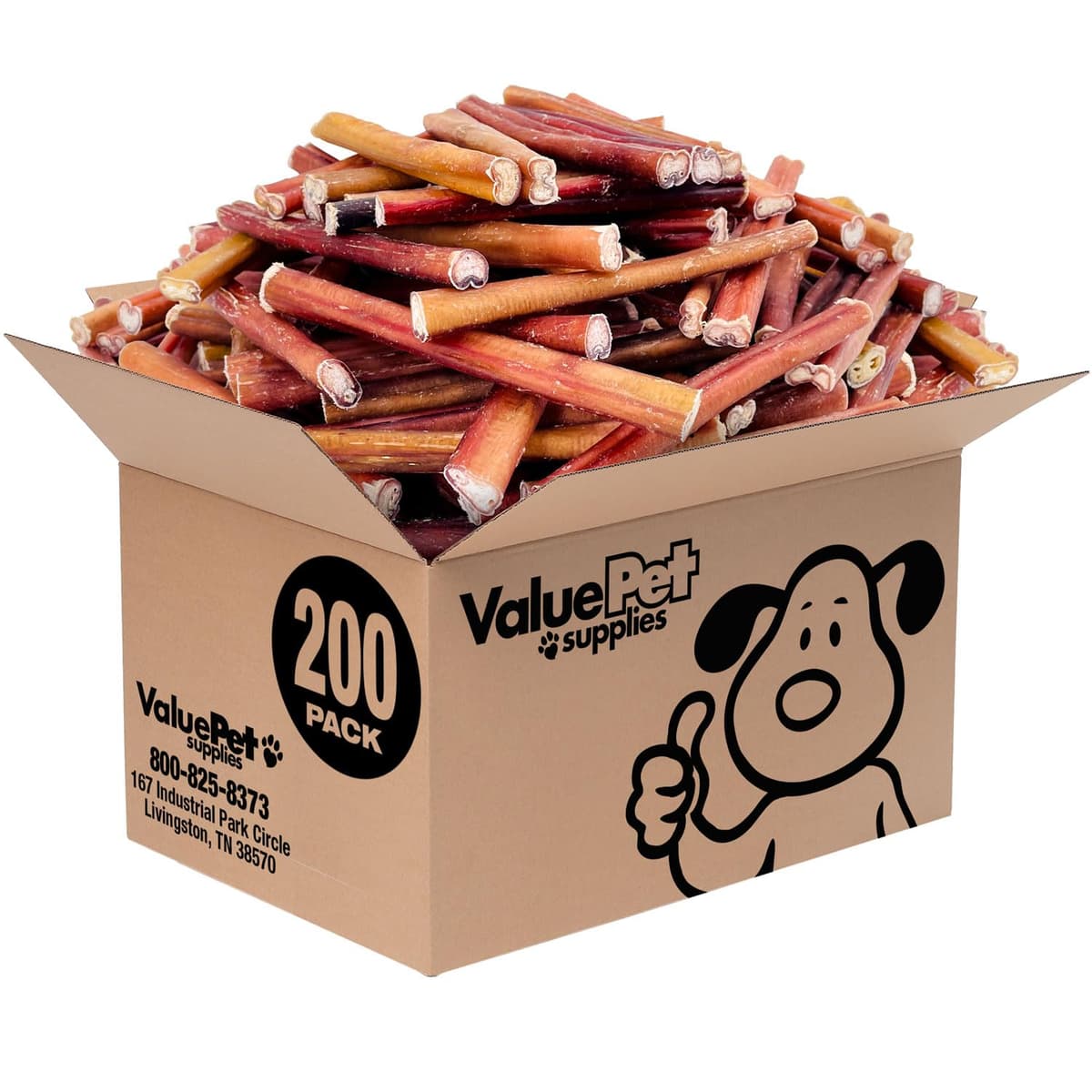 Bully Sticks ValueBull para Perros, Medianos de 6 Pulgadas, Paquete a Granel de 200 SM06MD