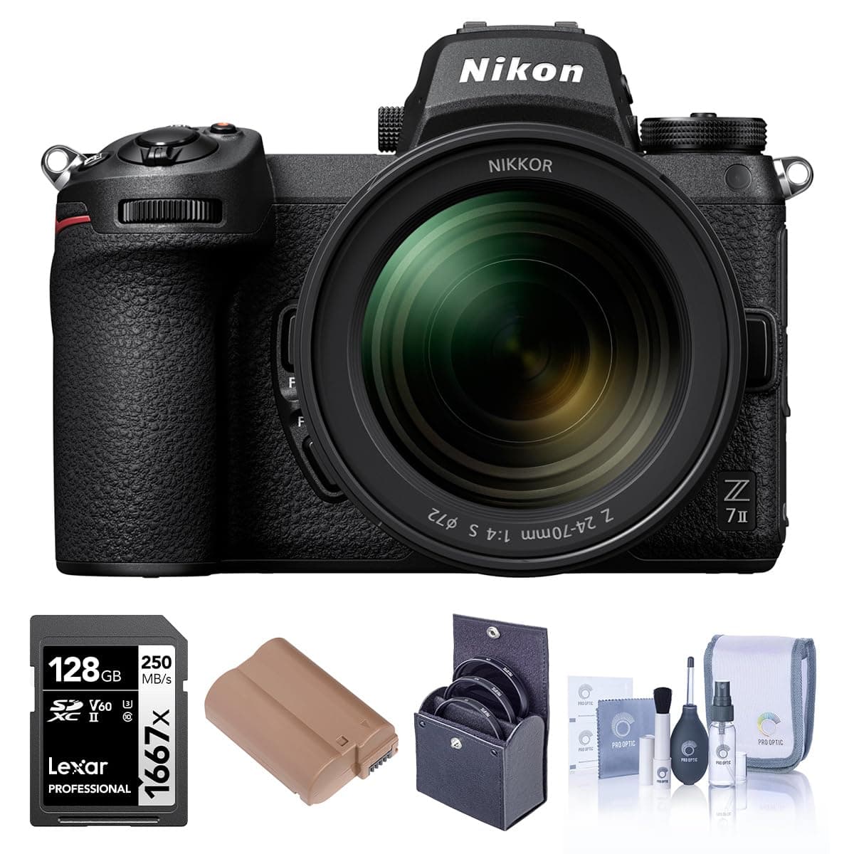 Nikon Z 7II Mirrorless Camera con lente NIKKOR Z 24-70mm f/4 S - Kit completo 1656 AK