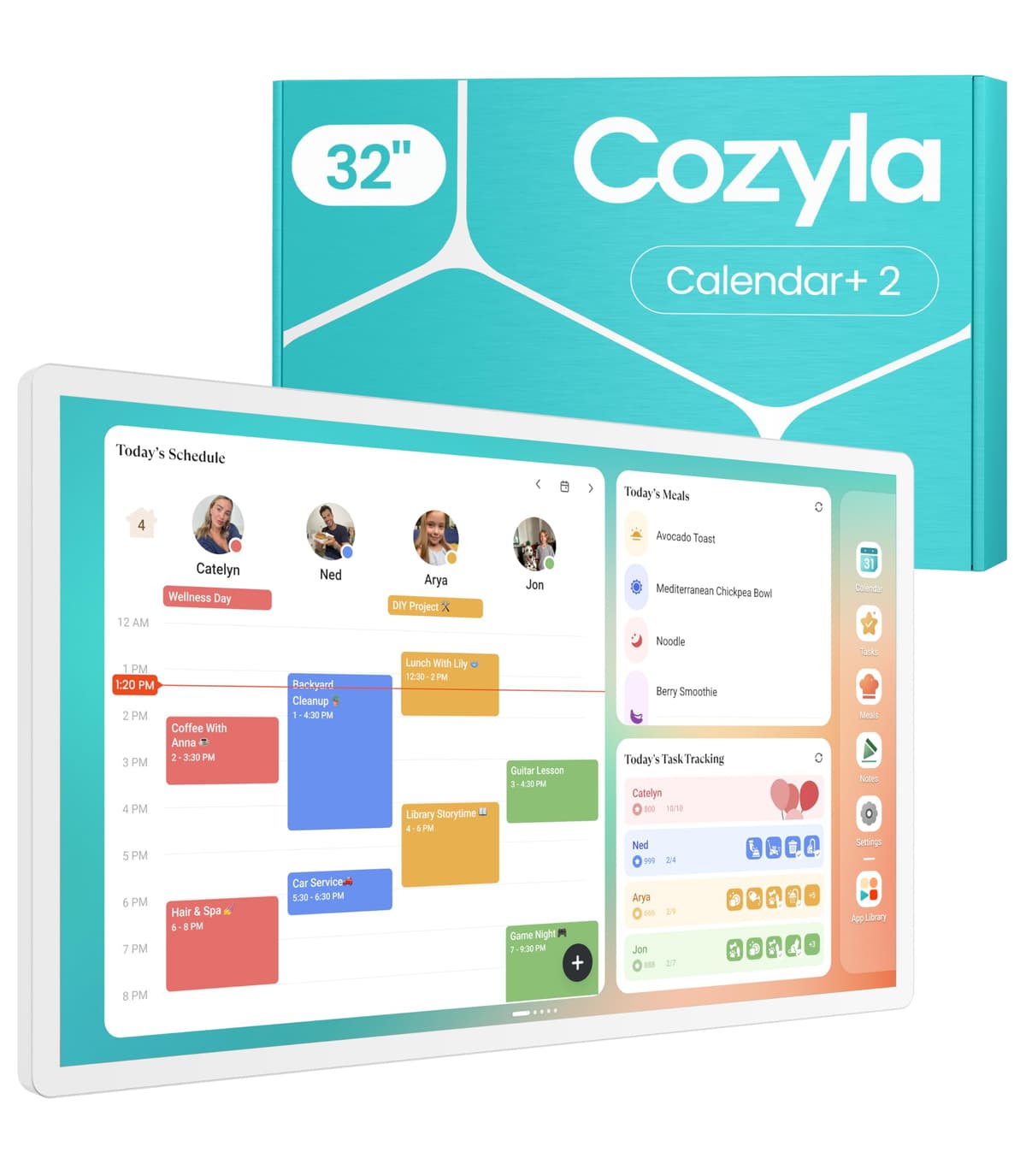 Cozyla Mate Calendar+ 2 32" Pantalla táctil mural digital para calendario y planificación familiar CD-7V541F