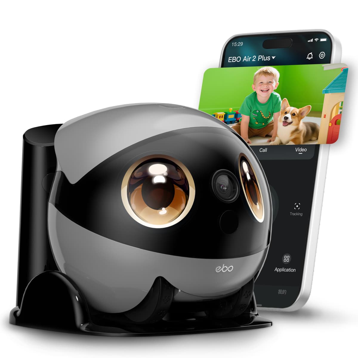 Enabot EBO Air 2 Plus FamilyBot 3K Robot Cámara para el Hogar: Cámara Interior, Compañero Robótico Móvil, Video Bidireccional, Modo Chat con IA, Autorrecarga, Larga Duración de Batería, Imagen Facial Personalizada, Visión Nocturna EBO Air 2 Plus - Grey