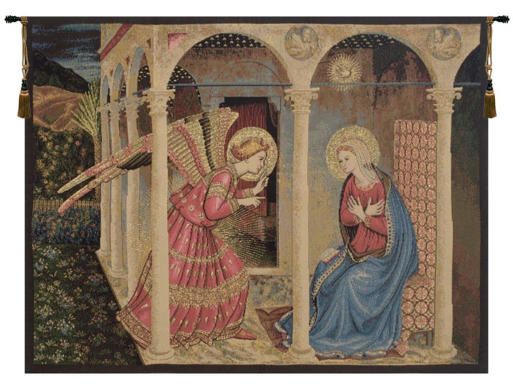 C Charlotte Home Furnishings Inc Tapiz italiano "Annuniciación" 40 x 53 pulg. - Beato Angelico SOT-2190-3063