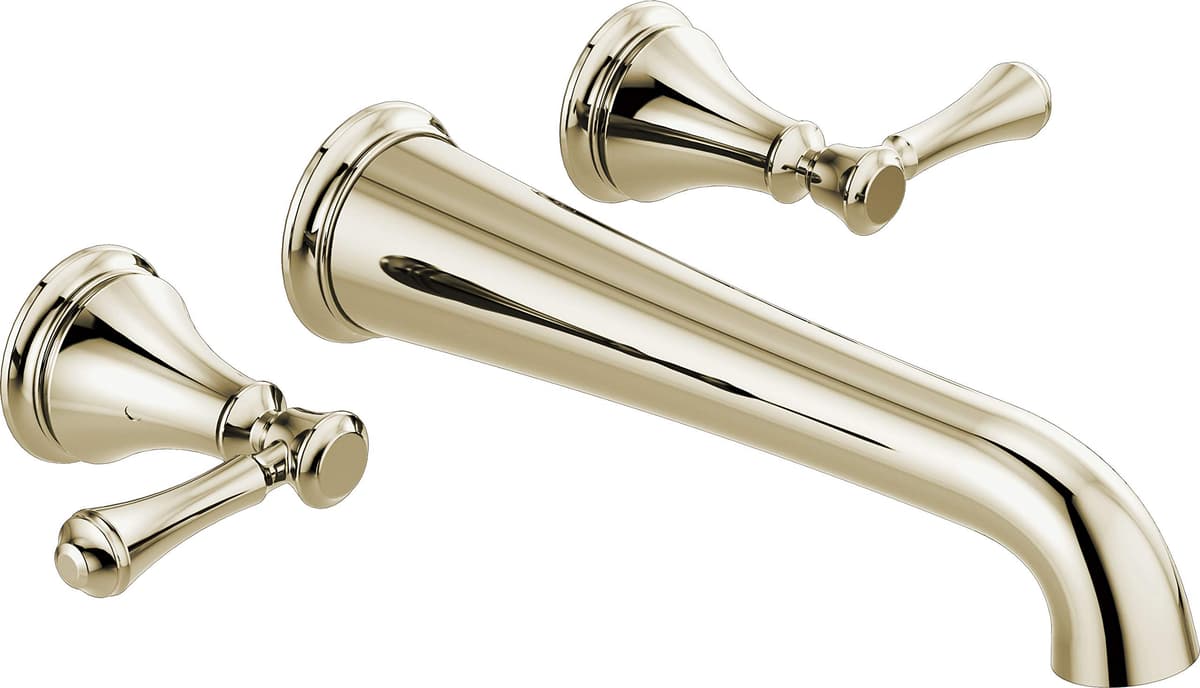 Delta T5797-PNWL Grifería de Pared para Bañera 3 Agujeros, Acabado Níquel Pulido (Válvula No Incluida)