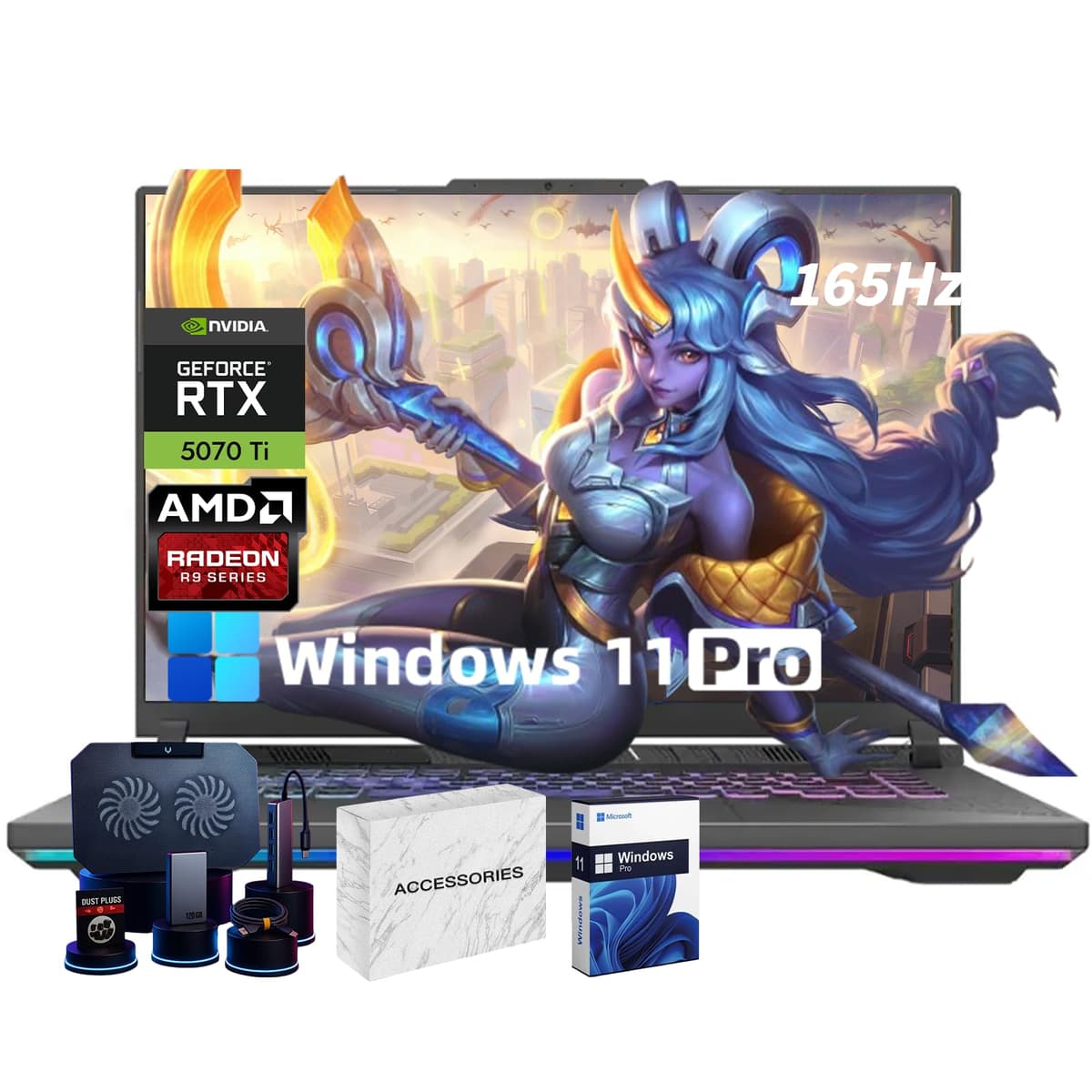 ASUS ROG Strix G16 Notebook para Gaming • Pantalla 16" 165Hz 300 nits • AMD Ryzen 9 8940HX • NVIDIA GeForce RTX 5070 Ti • Teclado Retroiluminado • Windows 11 Pro • Accesorios (32GB DDR5, 1TB SSD) ASUS ROG Strix G16 Gaming Laptop
