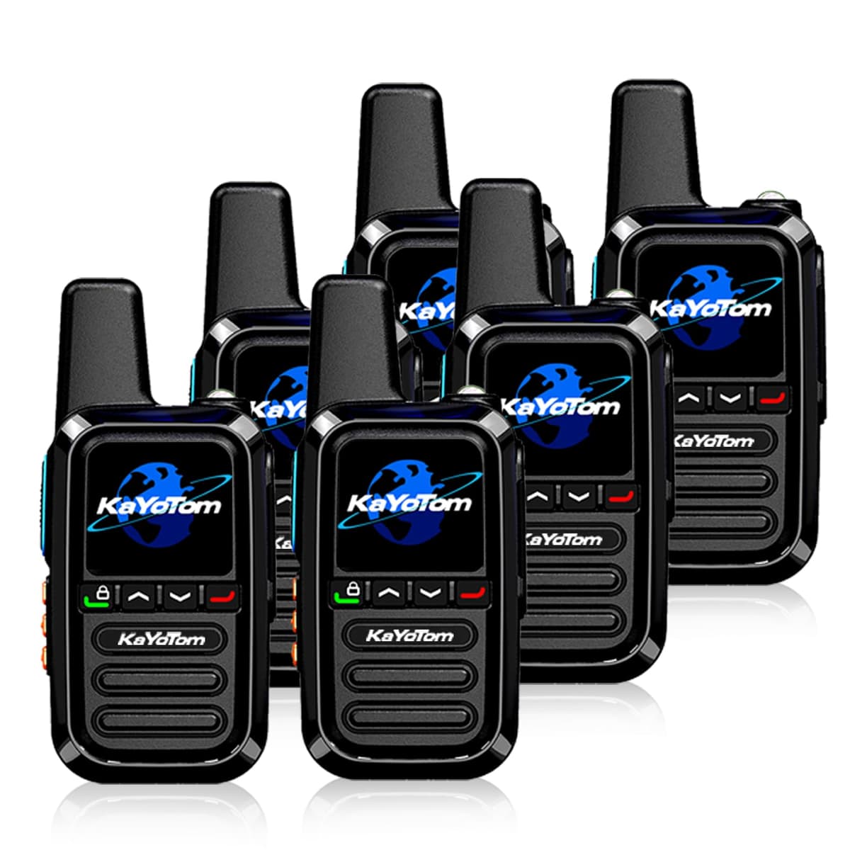 KAYOTOM 6 Pack Walkie Talkie Global con SIM, Comunicación Ilimitada, Batería 5000mAh, Tipo-C