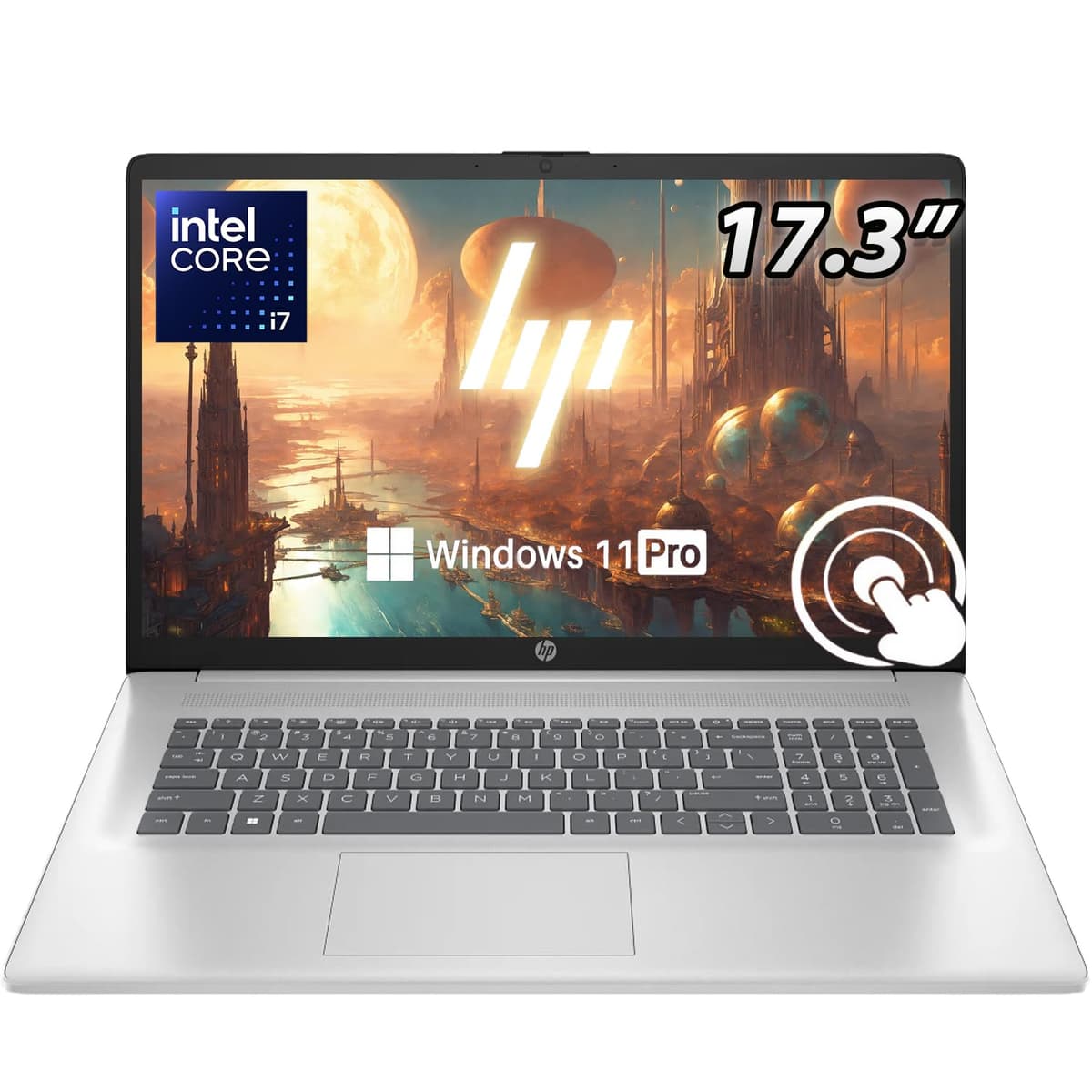 HP Laptop táctil de 17.3" con teclado retroiluminado | Procesador Intel 7-150U de 10 núcleos (mejor que i7-1335U) | 40GB RAM | SSD PCIe de 2TB | Wi-Fi 6 | Bluetooth 5.3 | Windows 11 Pro | con USB de recuperación WOWPC Business Laptop