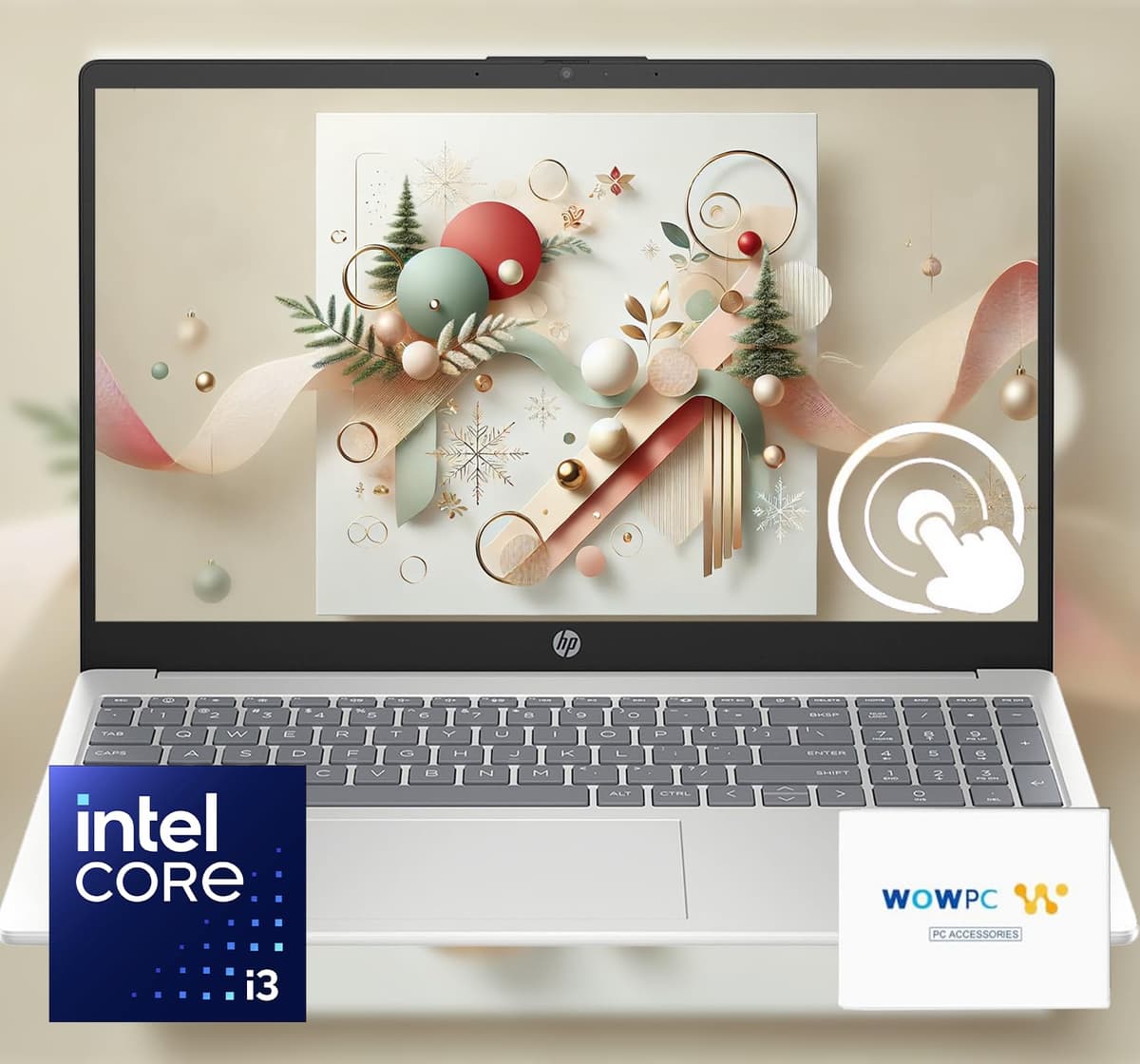 HP Nuevo Pavilion 15.6" Laptop para Negocios y Estudiantes, Pantalla Táctil, 32GB RAM, 1TB SSD, Procesador Intel Core i3-1215U de 6 núcleos, USB-C, HDMI, Larga Duración de Batería, Eliminación de Ruido por IA, Win 11, WOWPC Essiential