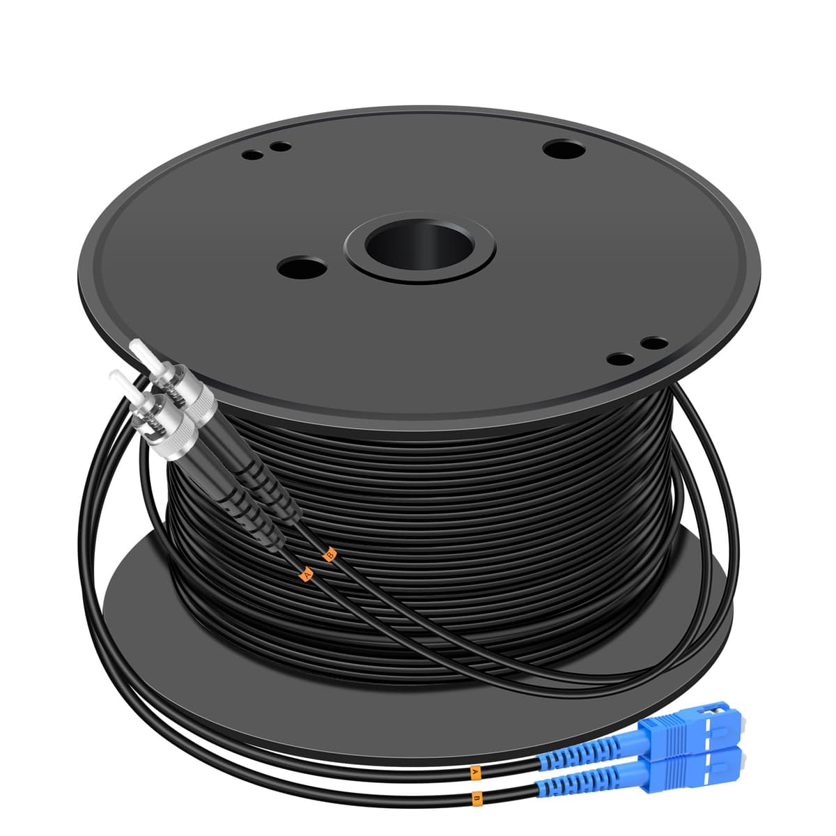 Jeirdus Cable Óptico Monomodo Armado Dúplex 9/125 SM SC a ST Exterior 600 m (1968 ft) Patch Cord jumper FBM-OASCSTSD600