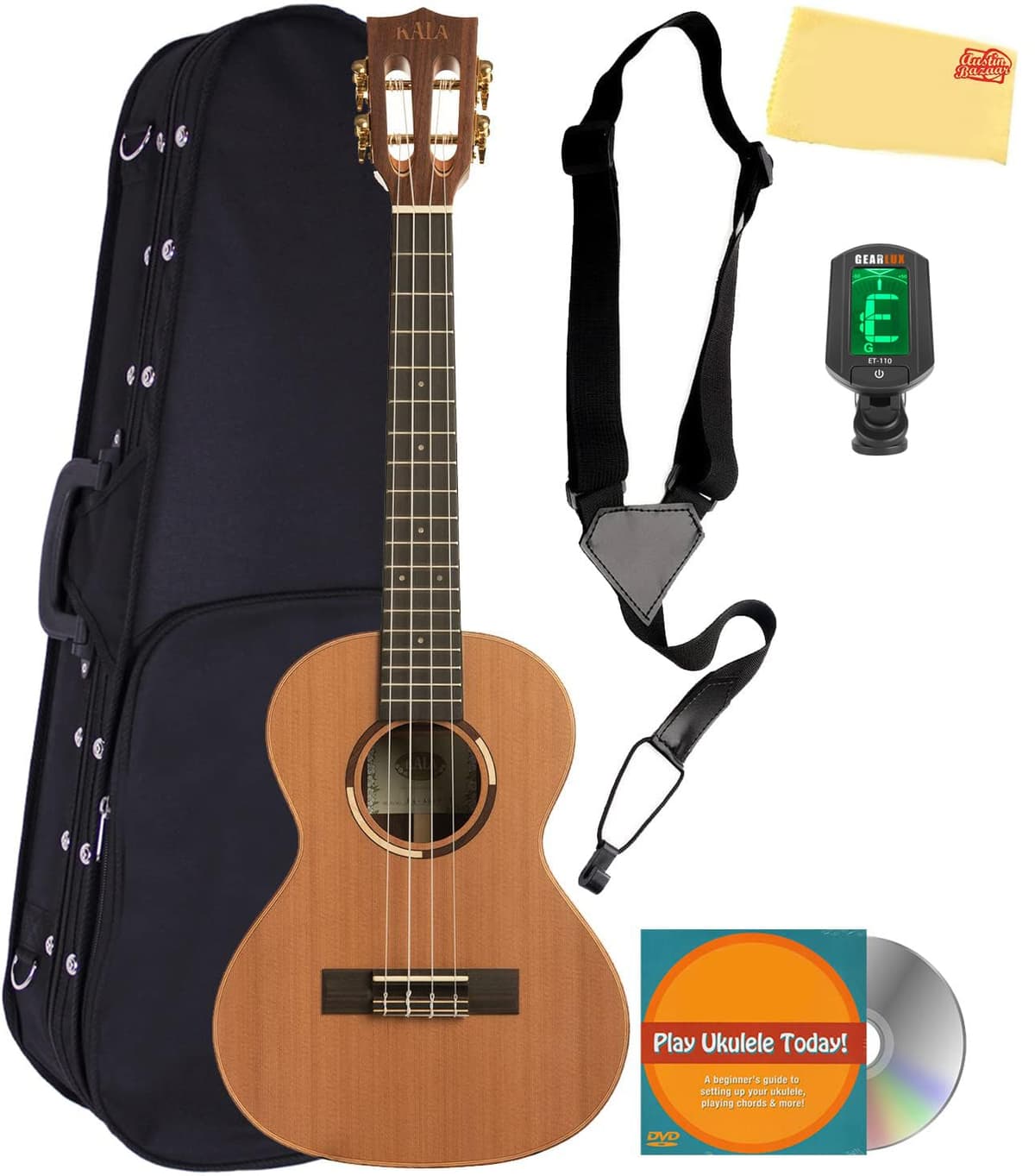 Kala KA-ASCP-T Tenor Solid Cedar Top Pau Ferro con Estuche Rígido y Accesorios AUS-KA-ASCP-T-COMBO-DLX