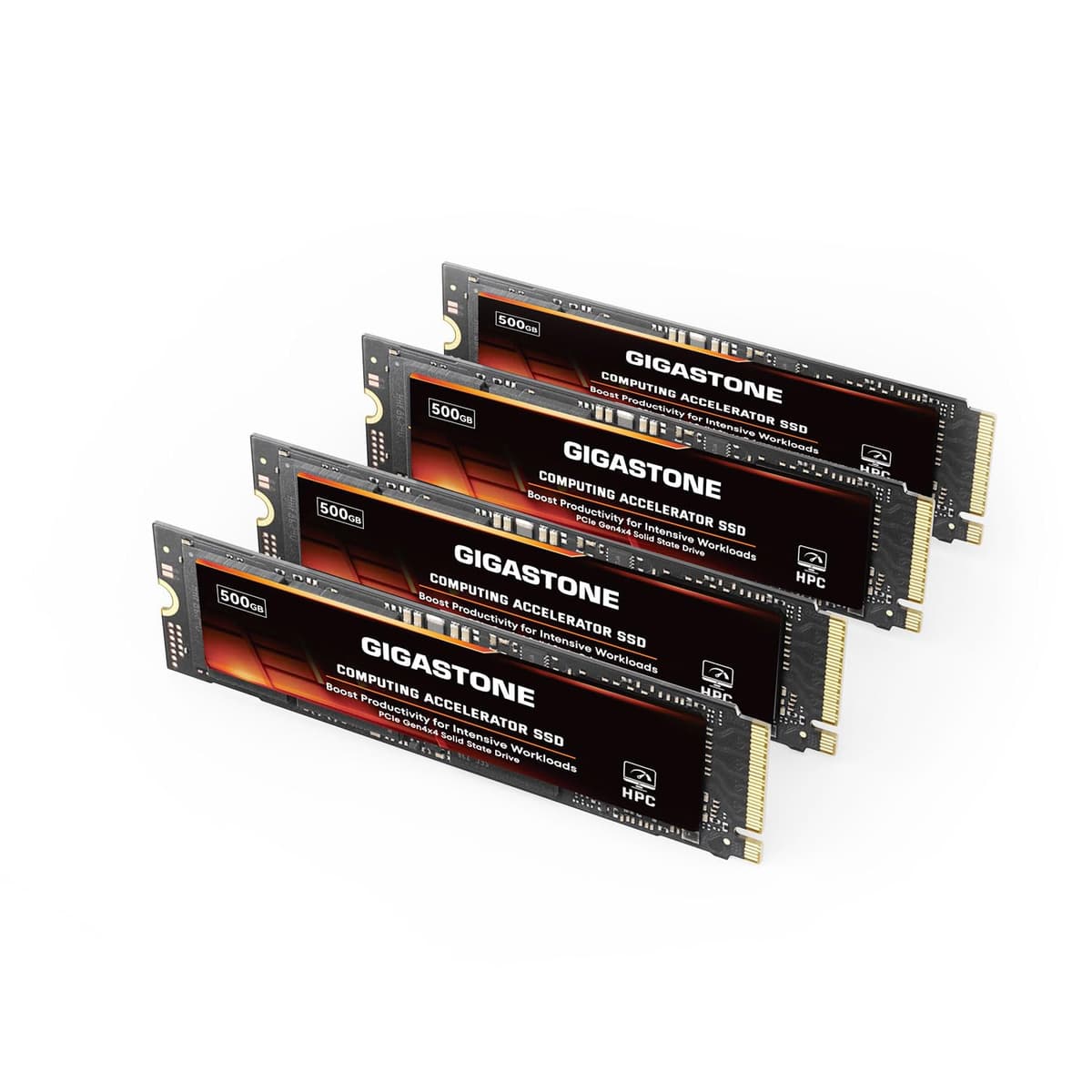 Gigastone Unidad SSD M.2 HPC 500GB (Paquete de 4) PCIe 4.0 NVMe 5.000 MB/s Caché Host Memory Buffer Acelera Velocidad Codificación Cargas de Trabajo Intensivas en Big Data, Unidad de Estado Sólido Interna Caché SLC 3D NAND GS-PCIe-SSD-HPC8450-500GB-4PK-B