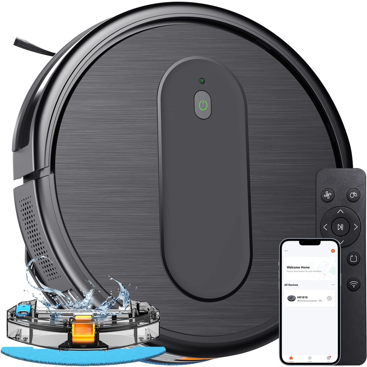 XIEBro Robot Aspiradora y Fregasuelos 3 en 1 HR1010, App/Tuya Wi-Fi, 1600Pa, Auto-recarga