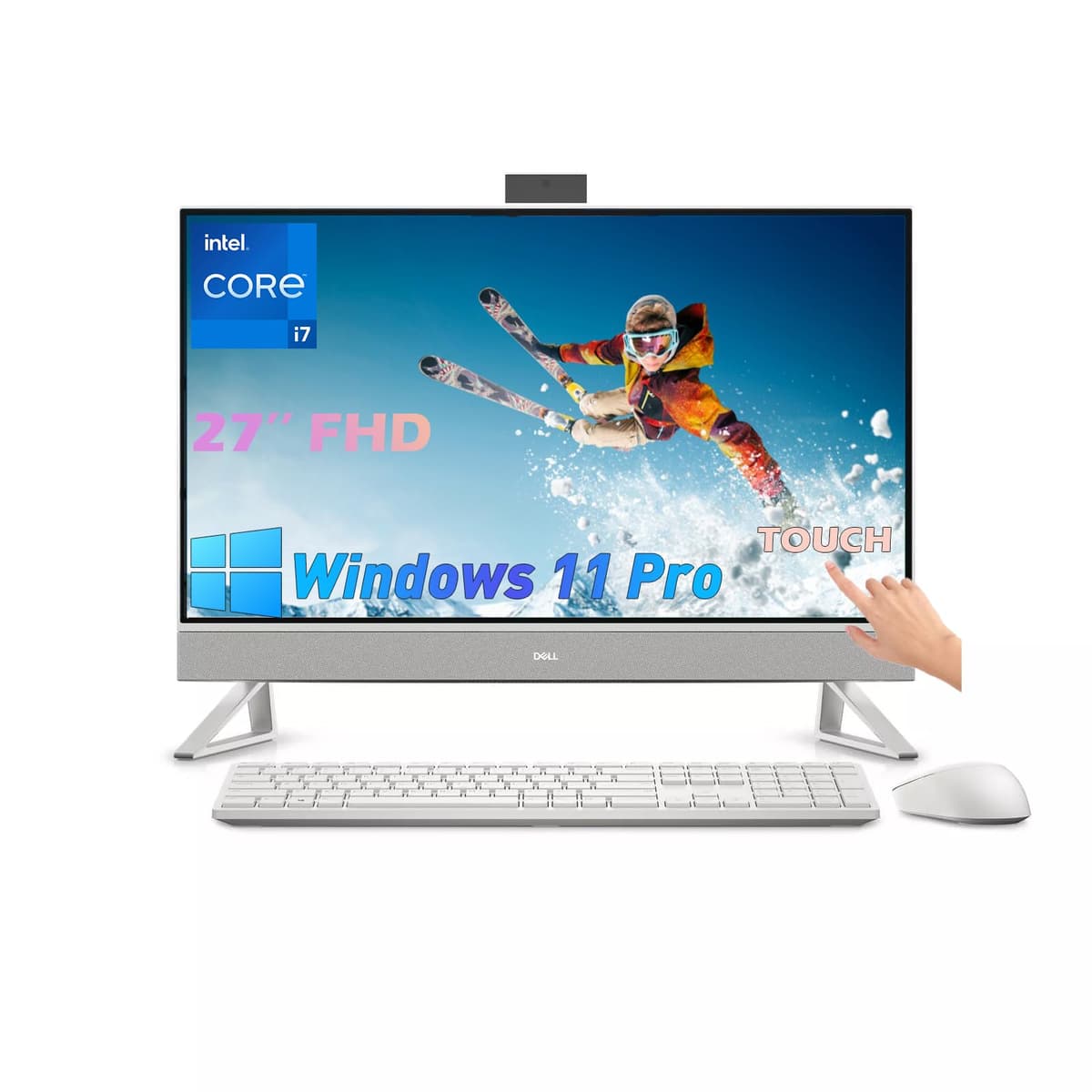 Dell Inspiron 7730 Todo en Uno | Desktop PC de 27" FHD Táctil | Windows 11 Pro | Teclado y Mouse Inalámbricos | Core 7 150U (hasta 5.4 GHz) | NVIDIA GeForce MX570A | Wi-Fi 6E | 32 GB RAM, 2 TB SSD Dell Inspiron All-In-One Desktop