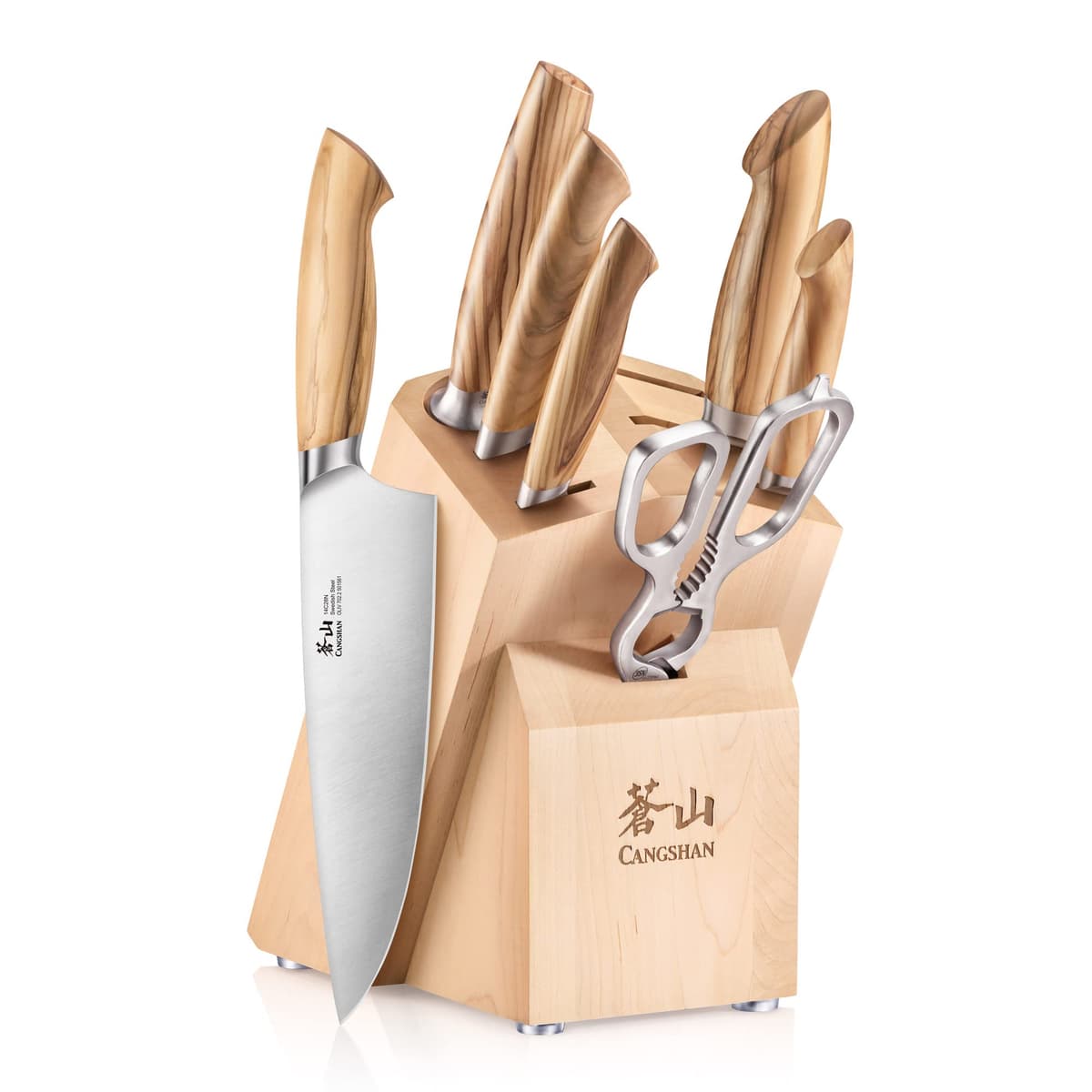 Cangshan OLIV Juego de Cuchillos 8 Piezas con Bloque de Arce 501684