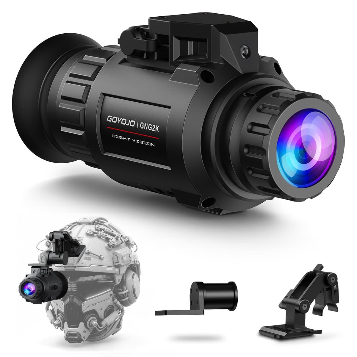 GOYOJO GNG2K Night Vision Monocular - 2K 60Hz, Sensor 0.0001 Lux, Montable en Casco, IR 940nm