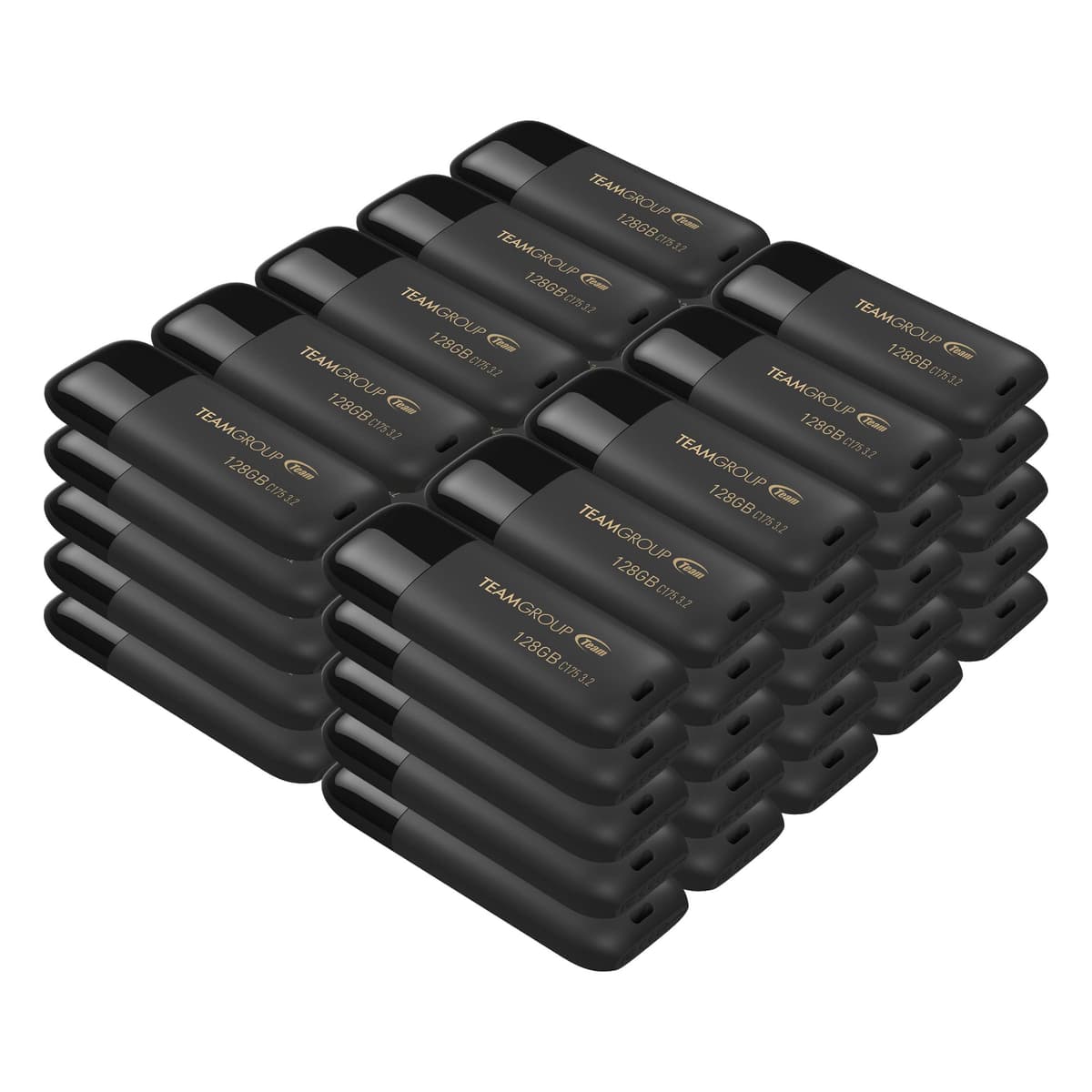 TEAMGROUP C175 128GB Paquete de 50 USB 3.2 Gen 1 (USB 3.1/3.0) Lectura 100MB/s Memoria Flash USB, Almacenamiento Externo Compatible con Computadora/Portátil Negro Mate TC1753128GB25