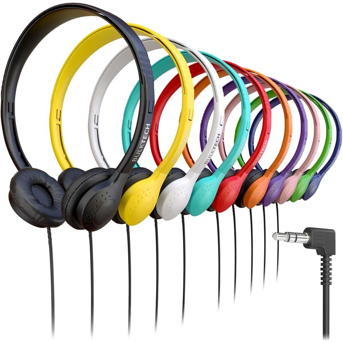 Bulktech 1000 Pack Auriculares On-Ear con Conector 3.5mm Leather Multicolor C9NGZE