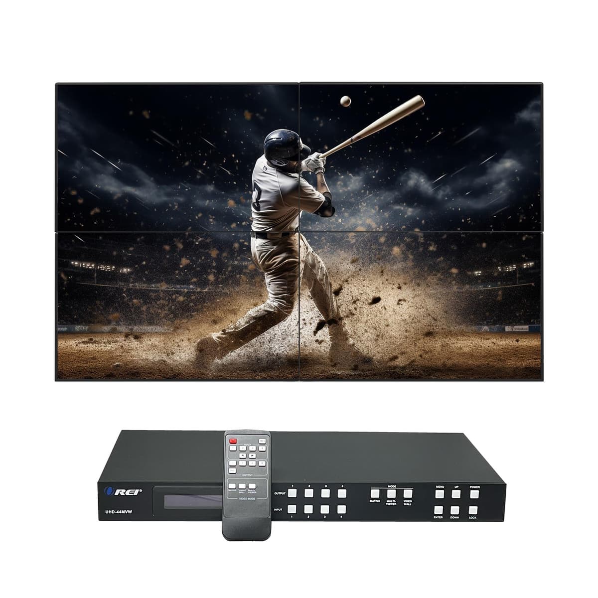 OREI 4K Matriz HDMI 4x4 Controlador/Procesador de Video Wall Multiviewer Pantalla Hasta 4K 60Hz 2x1,1x2,1x3,1x4 Soporta Rotación 180° RS-232 Extracción de Audio (UHD-44MVW) HD-22VW