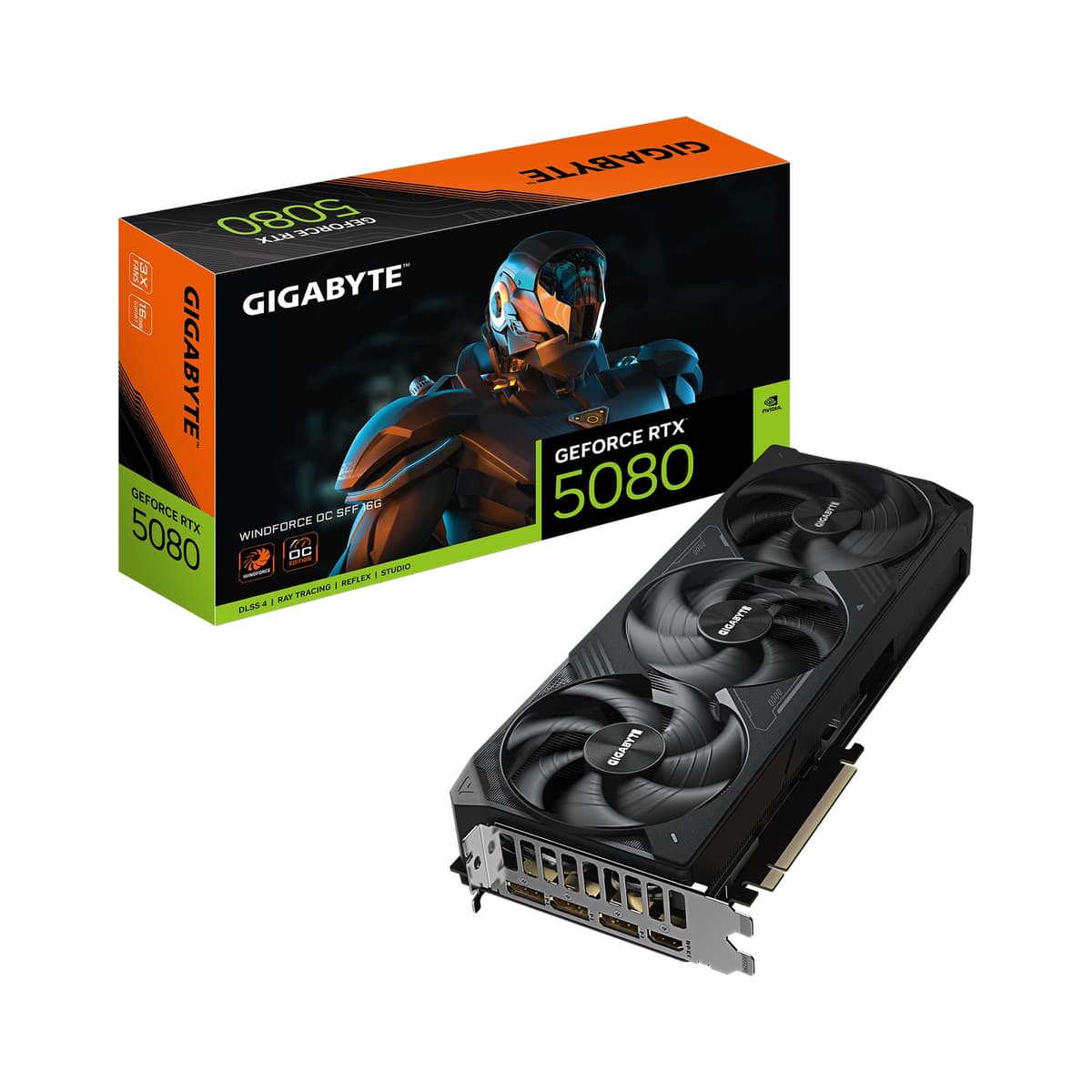 GIGABYTE GeForce RTX 5080 WINDFORCE OC SFF 16G - Tarjeta de video SFF, 16GB GDDR7 GV-N5080WF3-16GD
