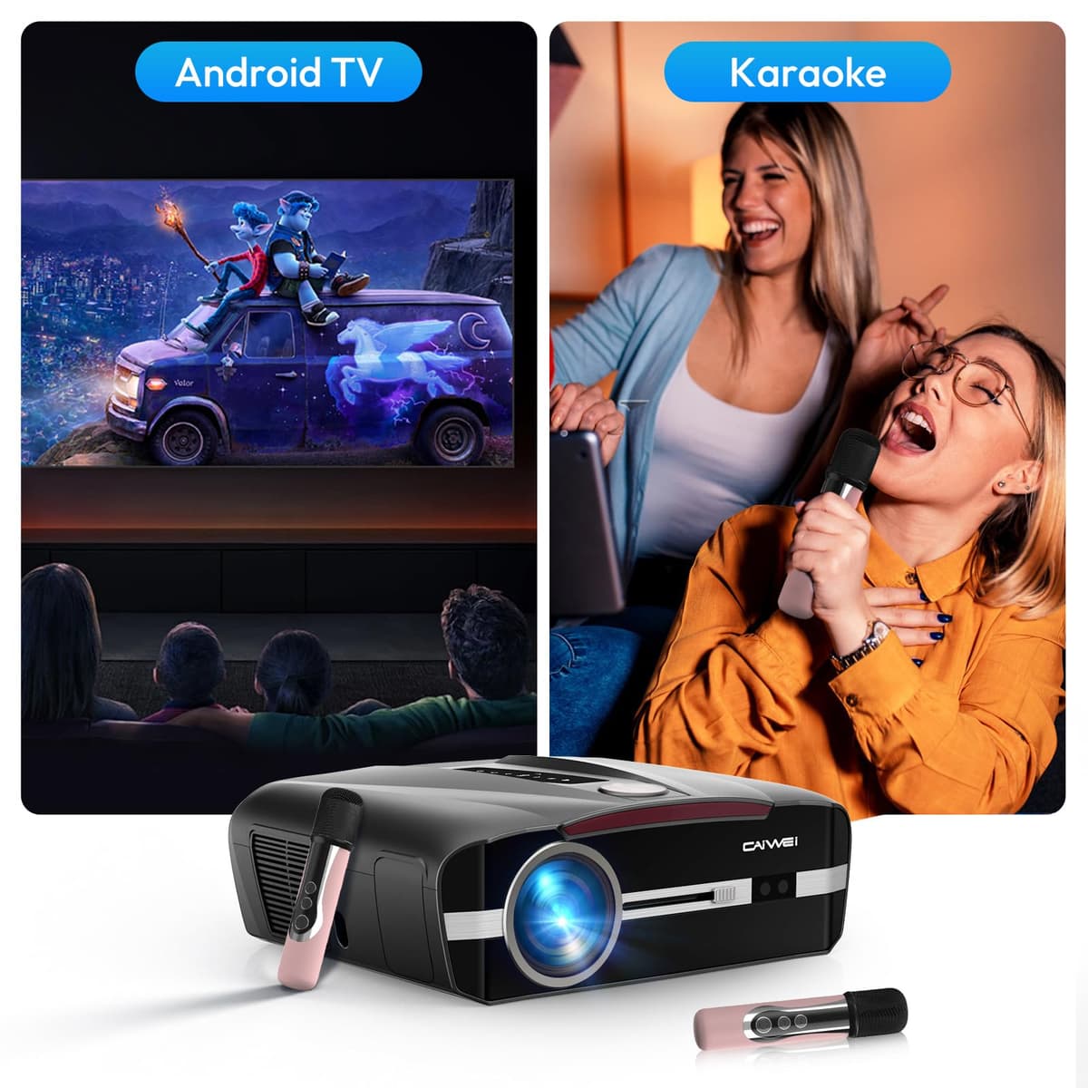 LUFVEBUT Proyector Smart Daylight 2300 ANSI lumen con Android TV, WiFi6 y autoenfoque (4K Support) A9