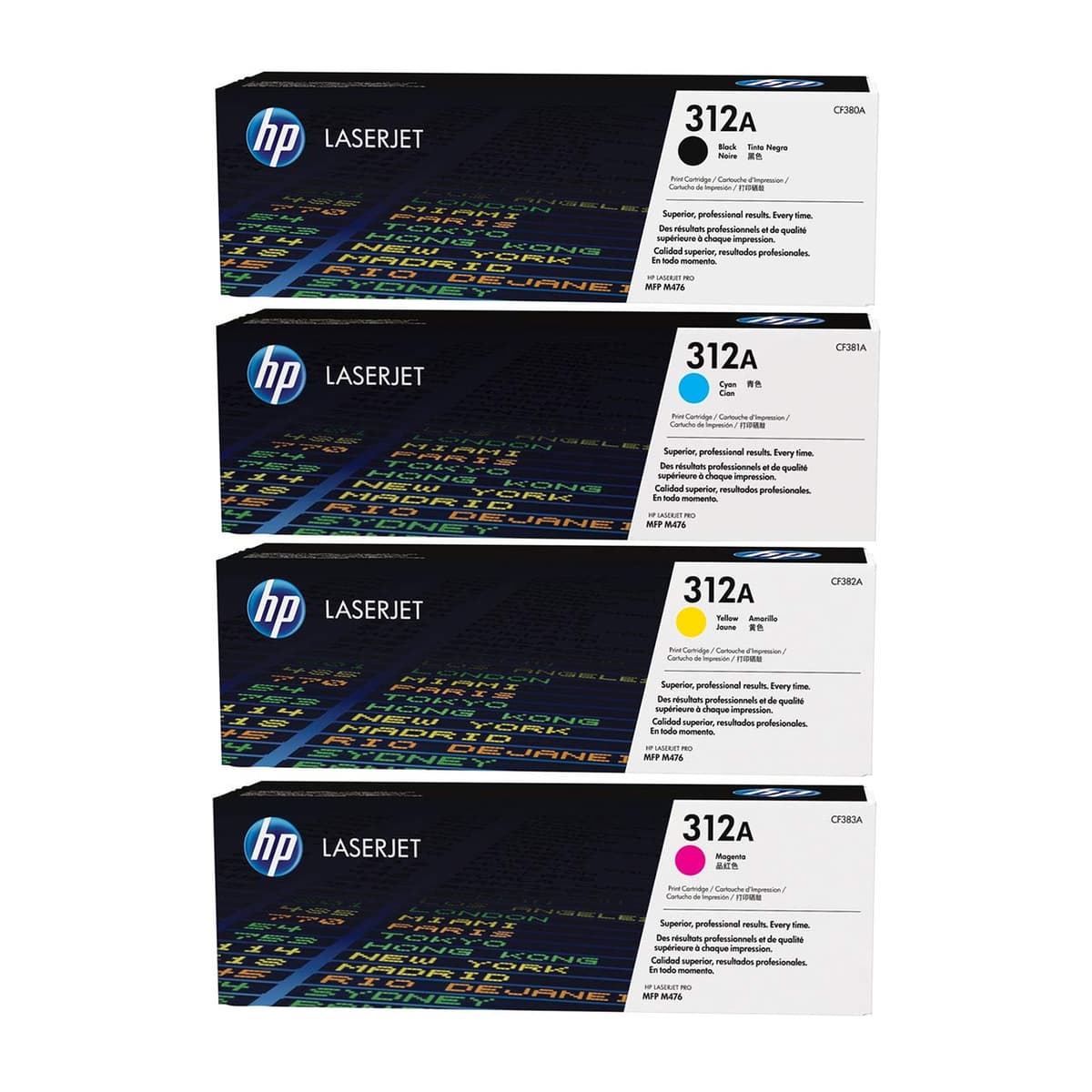 Hewlett Packard Cartuchos de tóner Original HP 312A (CF380A/CF381A/CF382A/CF383A) - Pack de 4 (K/C/M/Y)