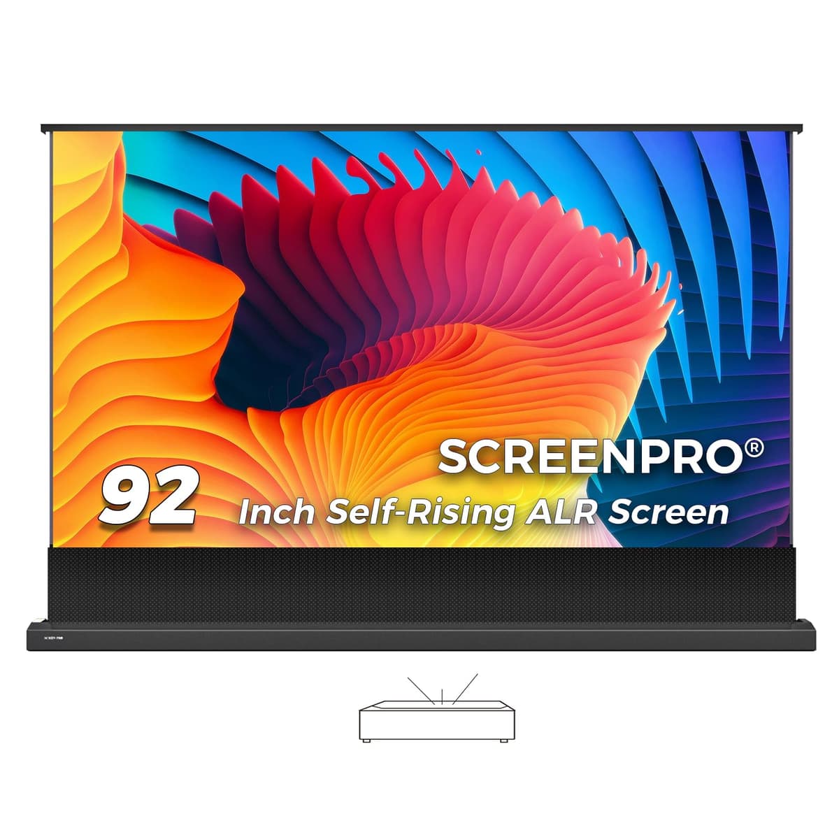 SCREENPRO 92 inch Motorized Floor-Rising ALR Projector Screen 16:9 para UST, 92'' 92-Black