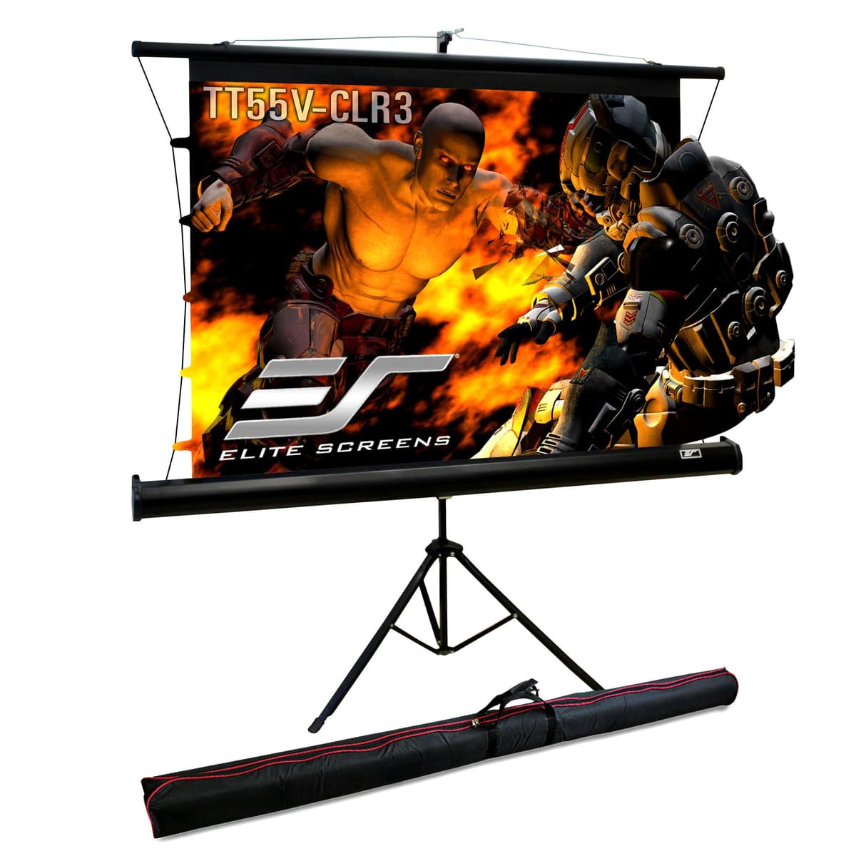 Elite Screens TT100UWV-PRO 100” Tab Tension Tripod Projector Screen - 4:3 Front Projection, 4K/8K, Con Bolsa y Drape Kit