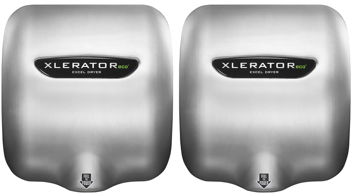 XLERATOR XL-SB-ECO 1.1N Secador de manos comercial alta velocidad, cubierta acero inoxidable cepillado, sensor automático, sin calefacción, 110/120V (2 PK)