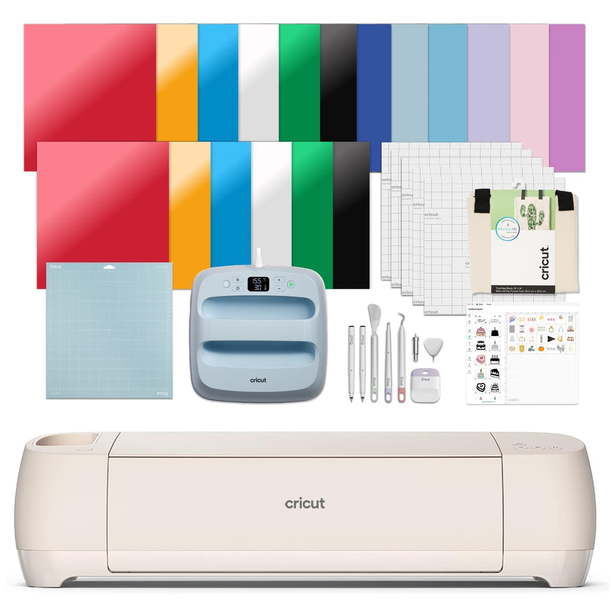 Cricut Explore 4 - Smart Cutting Machine (Seashell) | Engagement Plus Bundle con EasyPress 3 (9x9) 8002747