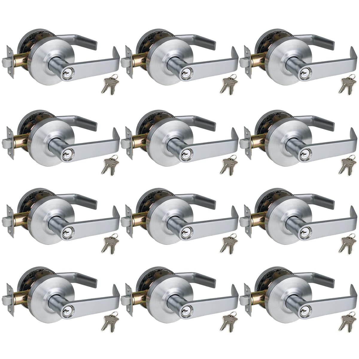 NEWBANG HARDWARE Manija de Entrada Comercial con Llave, Satin Chrome 26D, GRD2-72ET-12P
