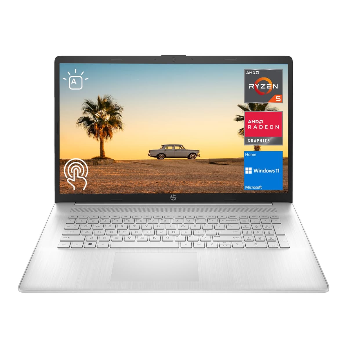 HP 2023 Laptop 17, Pantalla táctil HD+ de 17.3", Procesador AMD Ryzen 5 7530U (Mejor que i7-1165G7), 16GB RAM, 512GB SSD, HDMI, Teclado retroiluminado, Cámara web, Wi-Fi 6, Windows 11 Home, Plateado TPN-I140_799**AV