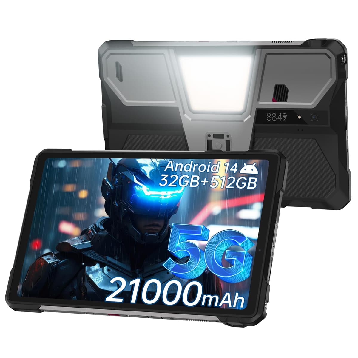 8849 Tablet Rugerizada de 10.95 pulgadas, Android 14 5G con Proyector, 32GB+512GB (expandible a 2TB), IP68 Impermeable, Desbloqueada para Exteriores, 21000mAh, Cámara 32MP+50MP, Luz para Camping, WiFi, GPS, OTG a53f61bb-c5eb-416e-bfd9-55d1d4c4c95d