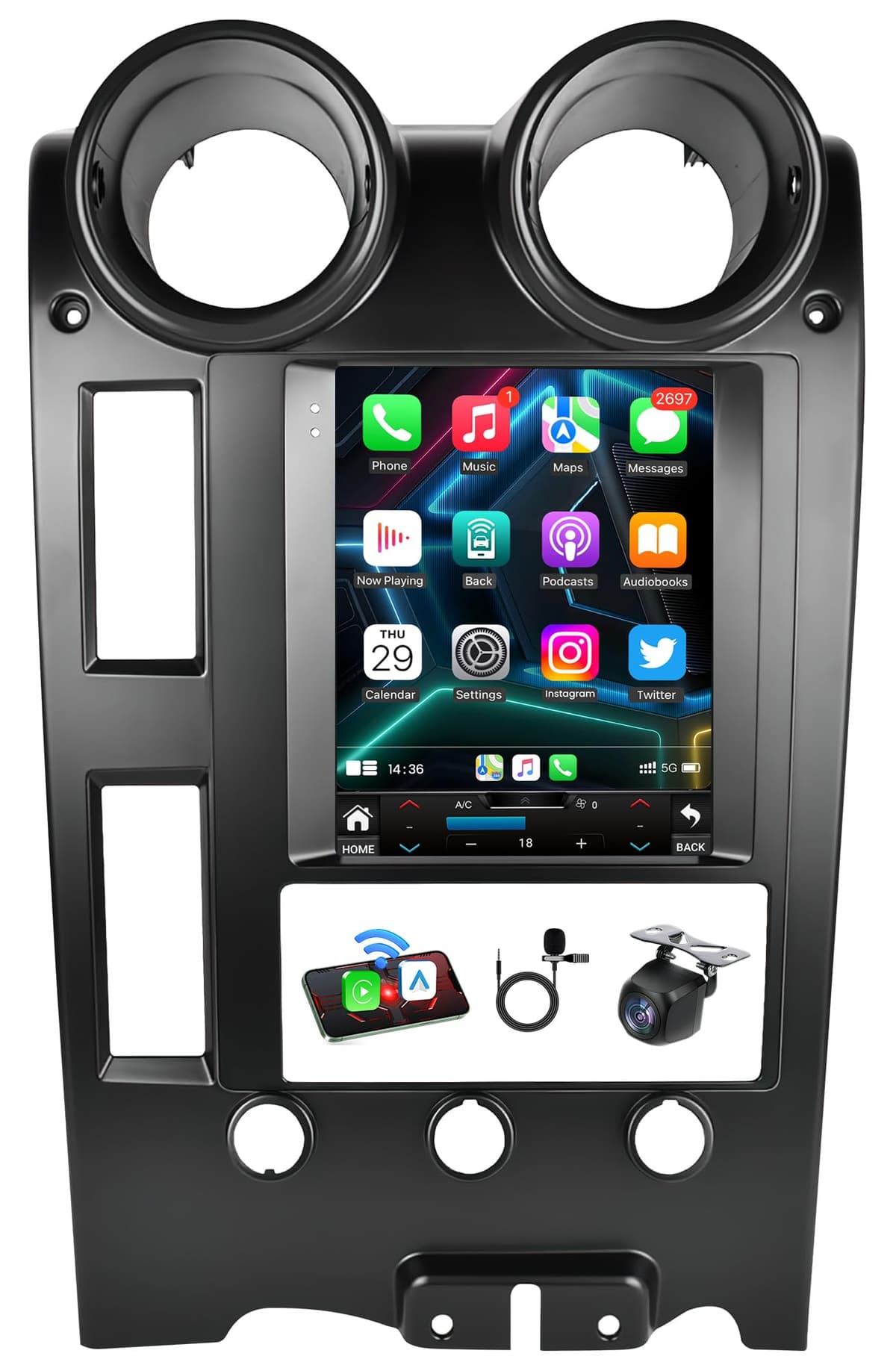 Fortdows 4 GB RAM + 64 GB ROM Android 13 Radio para Hummer H2 2003-2007: Pantalla táctil estilo Tesla HD IPS de 9.7 pulgadas, CarPlay inalámbrico, Android Auto, Wi-Fi 5G, Bluetooth 5.4, GPS, cámara de retroceso 1080P, control al volante, radio FM